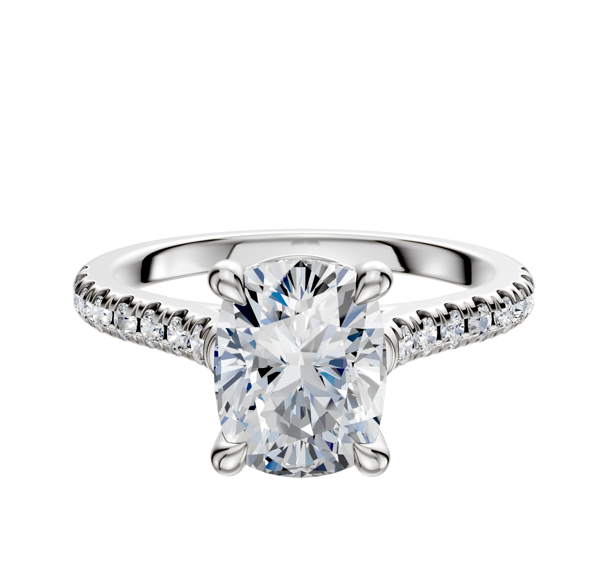 Platinum 4 Prong Basket Cathedral Dome 1-Row-Pave 2.5mm Engagement Ring
