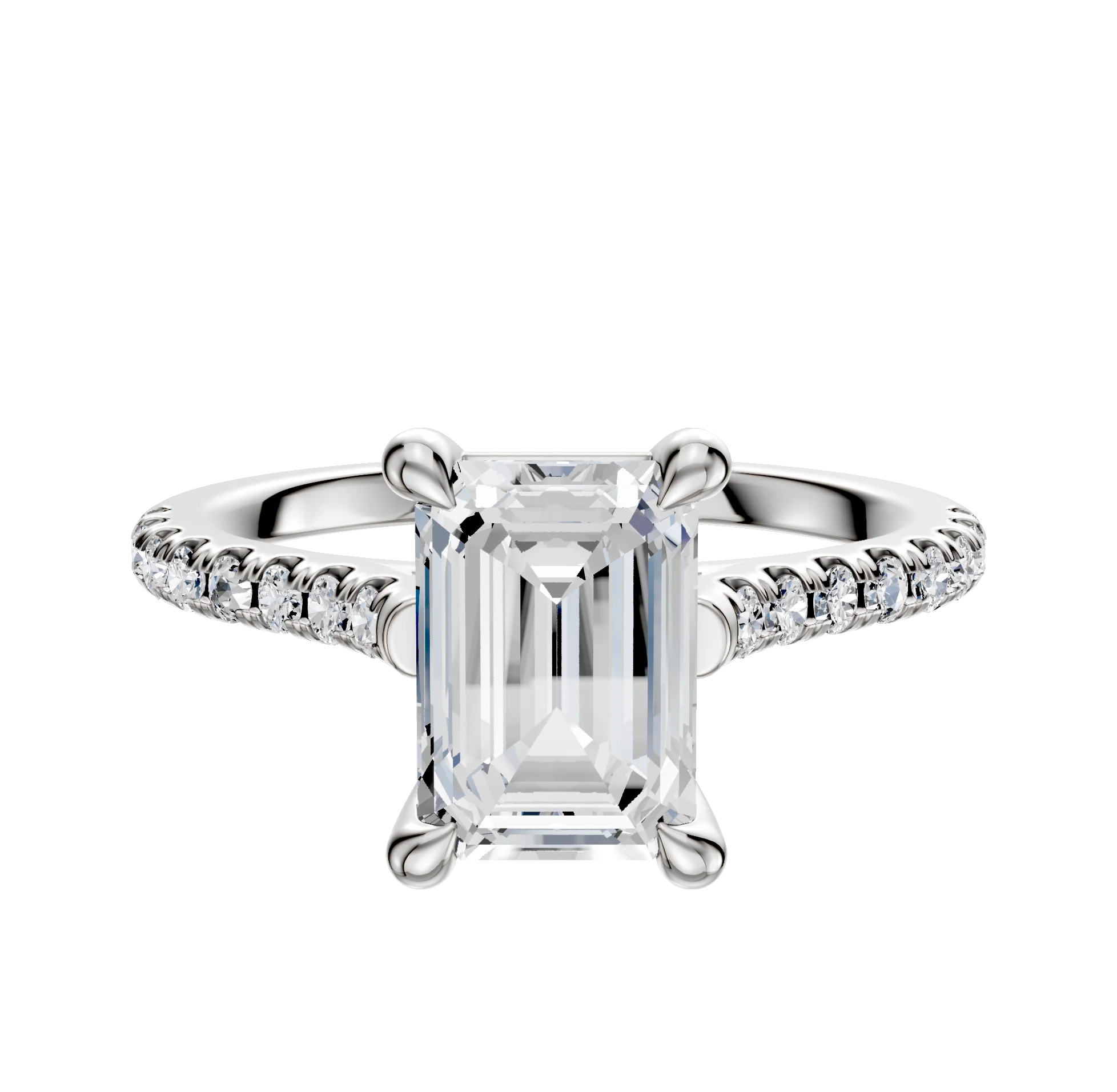 Platinum 4 Prong Basket Cathedral Dome 1-Row-Pave 2.5mm Engagement Ring