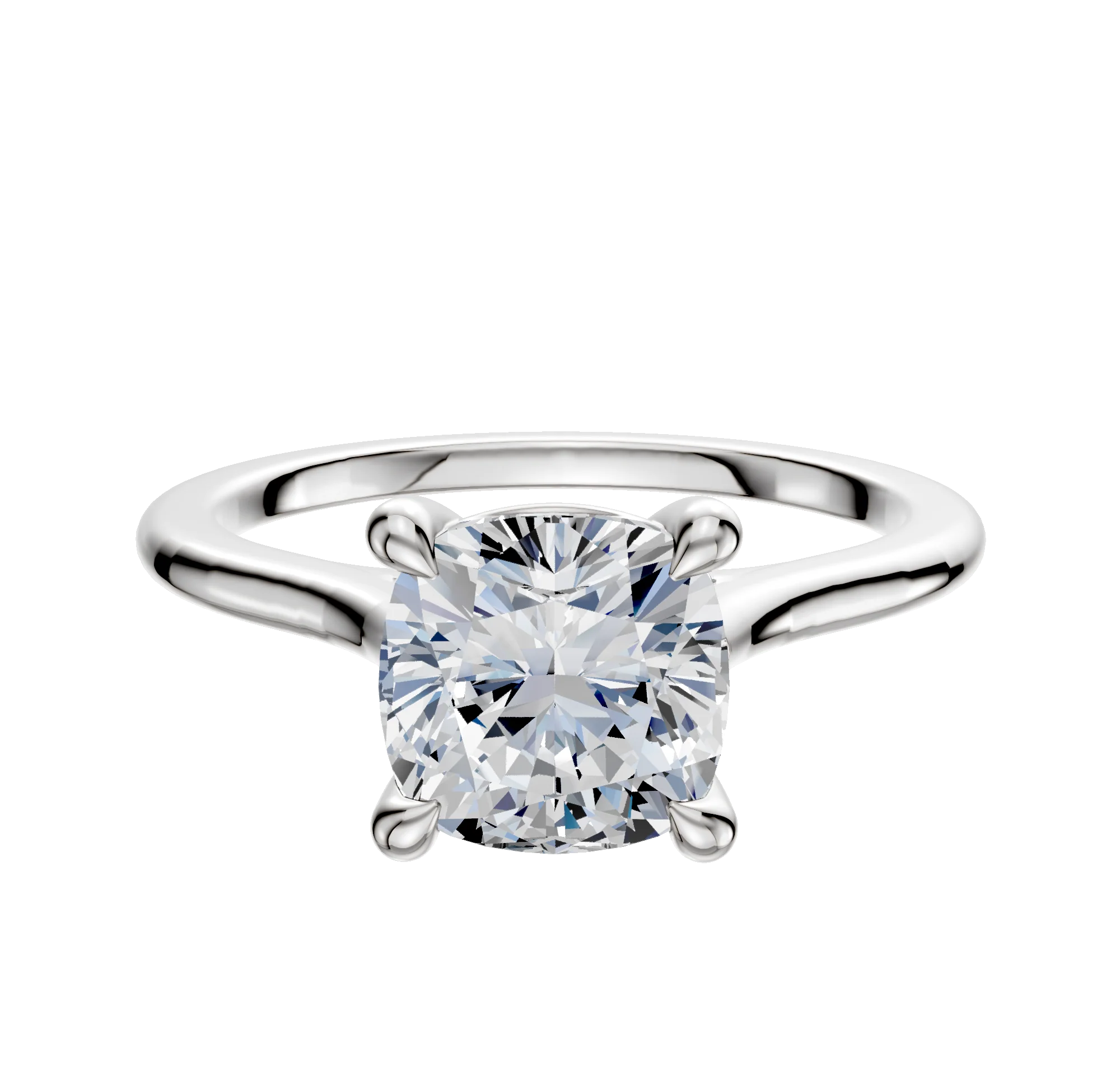 Platinum 4 Prong Basket Cathedral Dome 1.5mm Engagement Ring