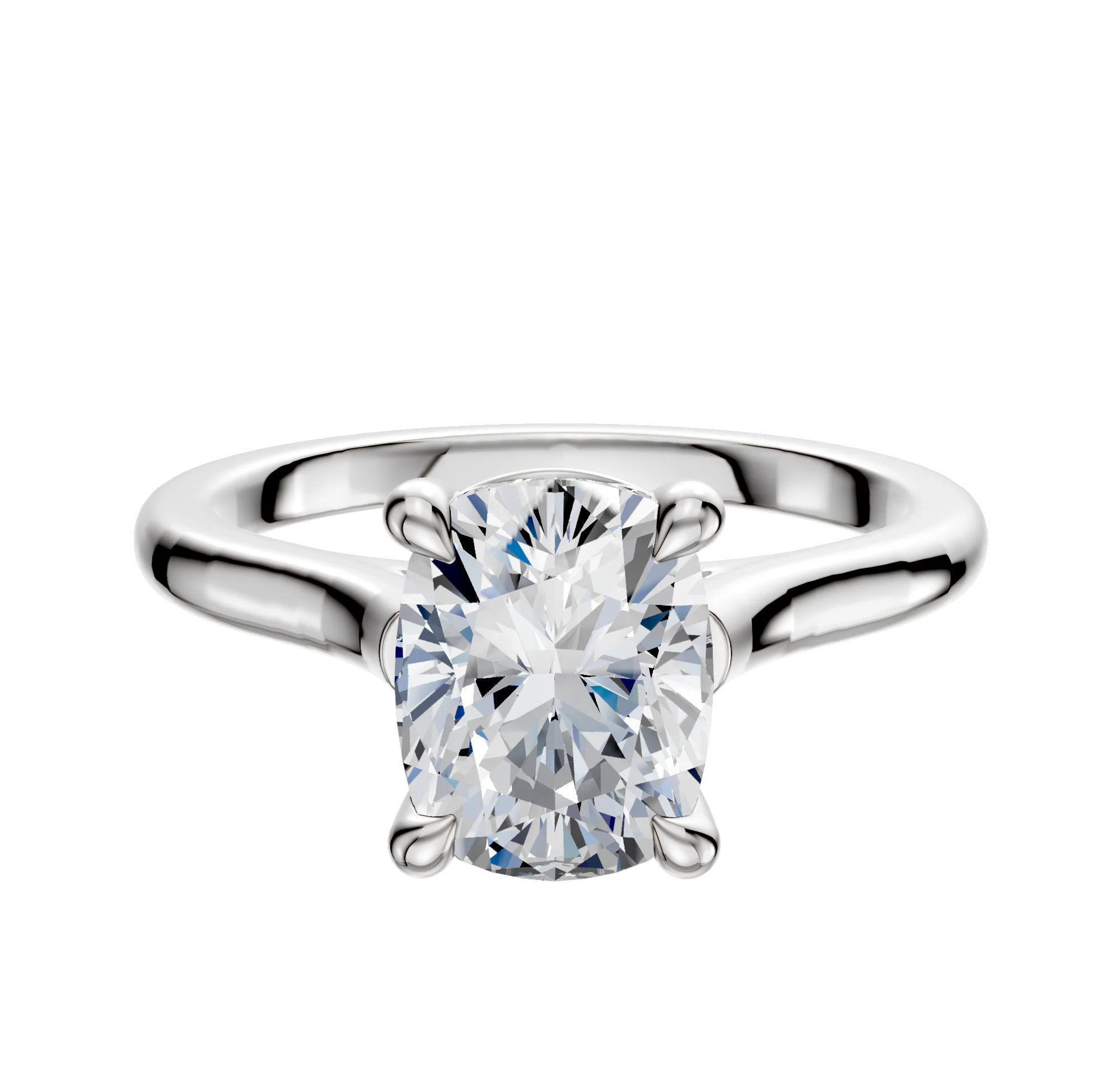 Platinum 4 Prong Basket Cathedral Dome 2.0mm Engagement Ring