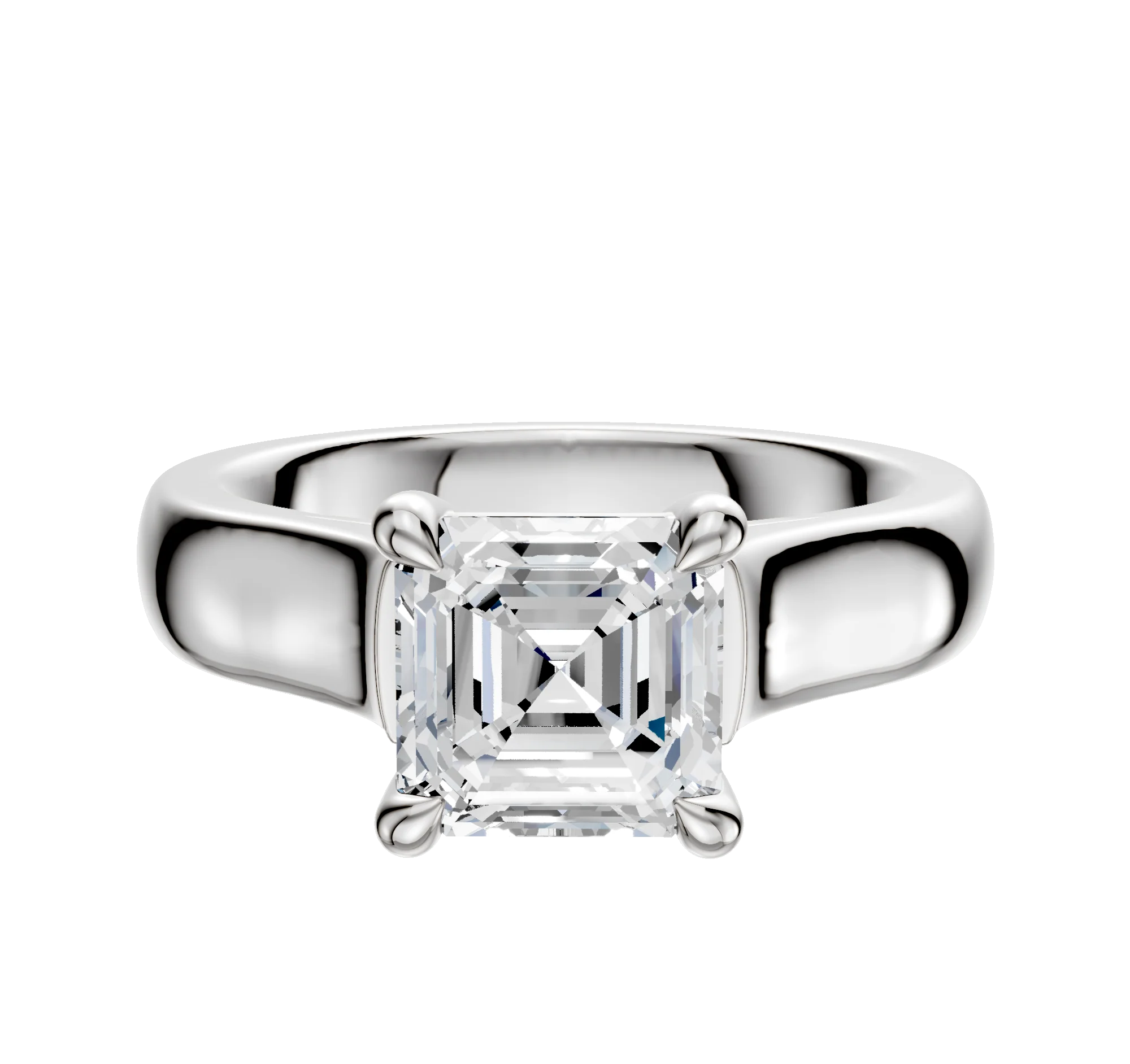 Platinum 4 Prong Basket Cathedral Dome 4.0mm Engagement Ring