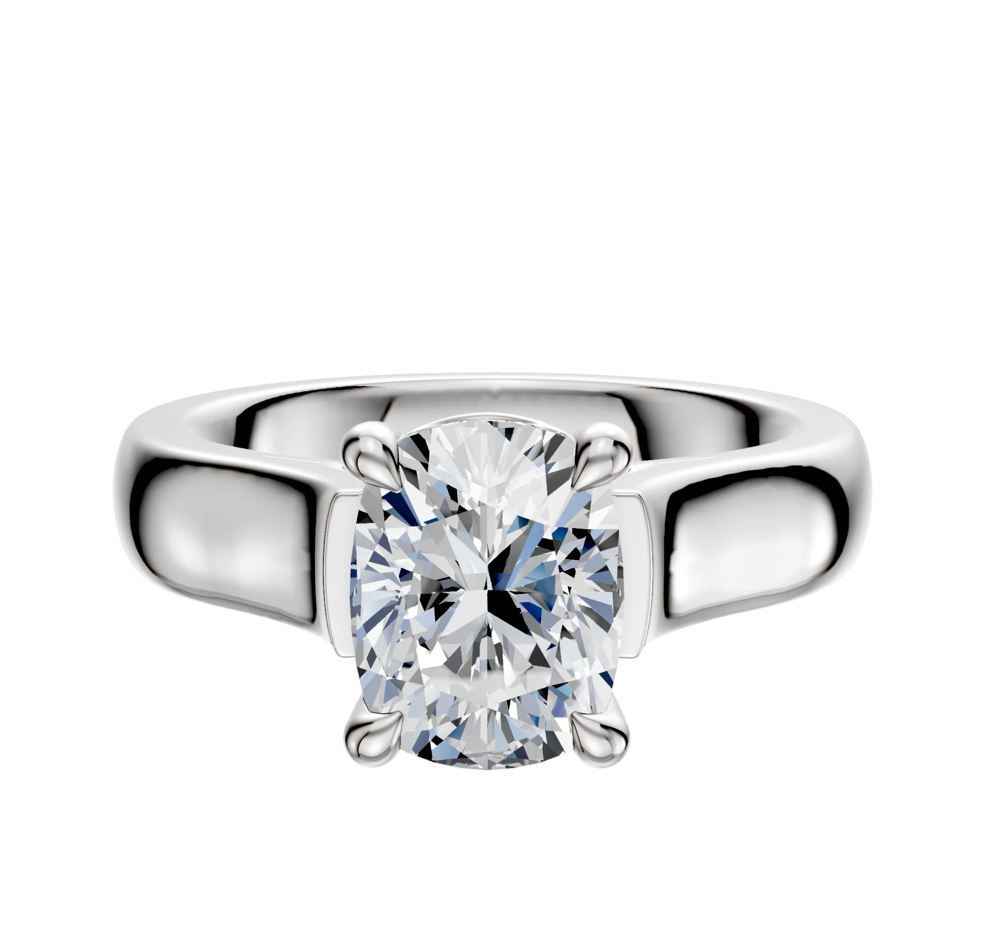 Platinum 4 Prong Basket Cathedral Dome 4.0mm Engagement Ring
