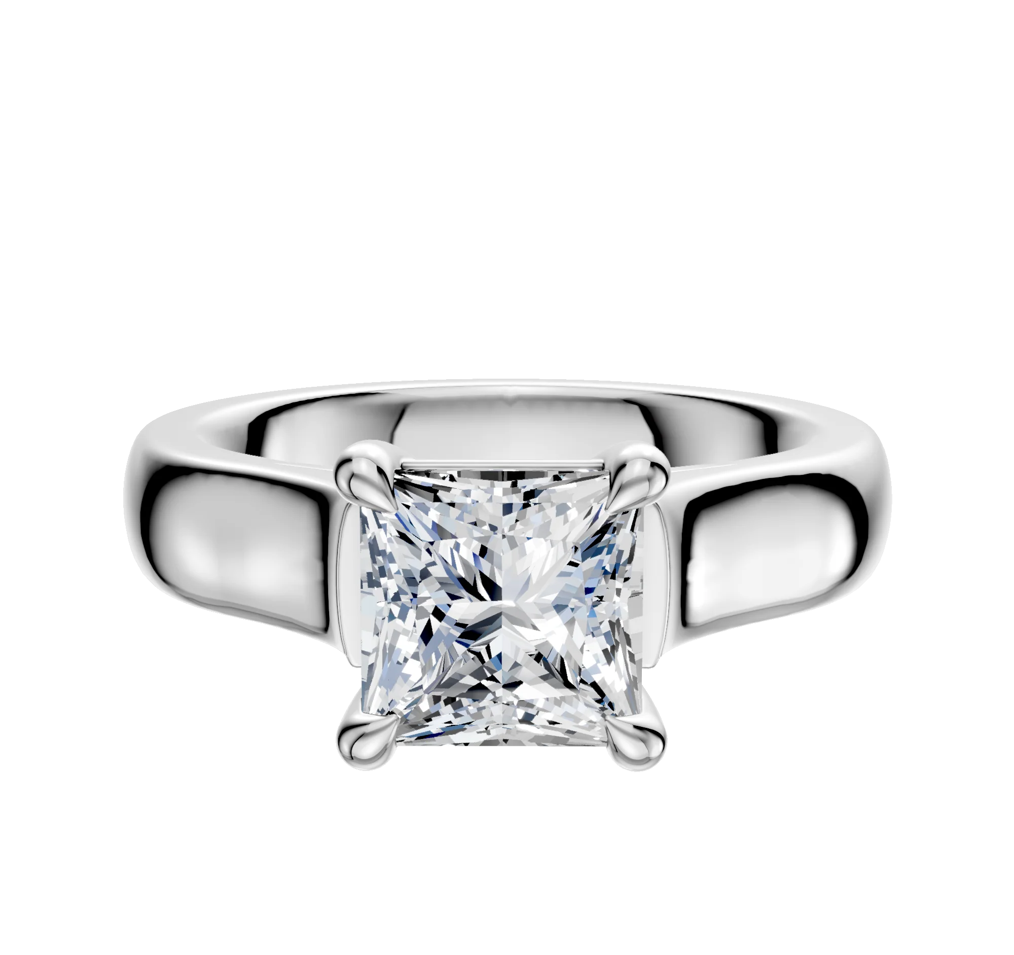 Platinum 4 Prong Basket Cathedral Dome 4.0mm Engagement Ring