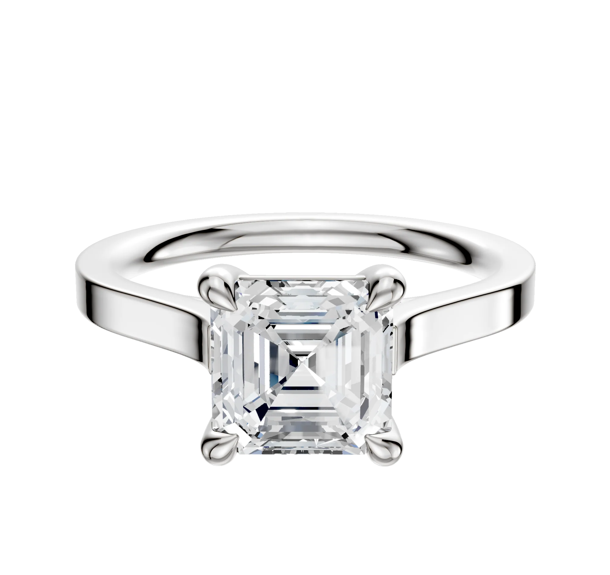 Platinum 4 Prong Basket Cathedral Flat 2.0mm Engagement Ring