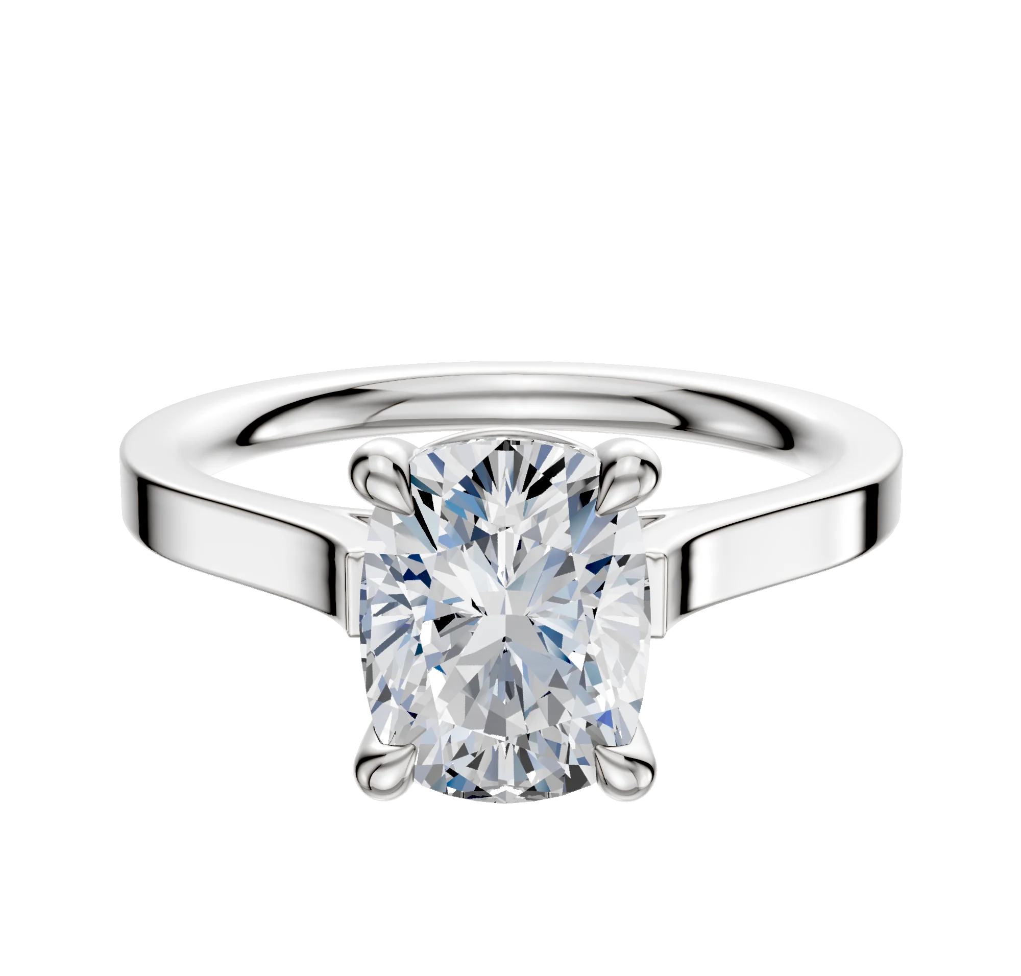 Platinum 4 Prong Basket Cathedral Flat 2.0mm Engagement Ring