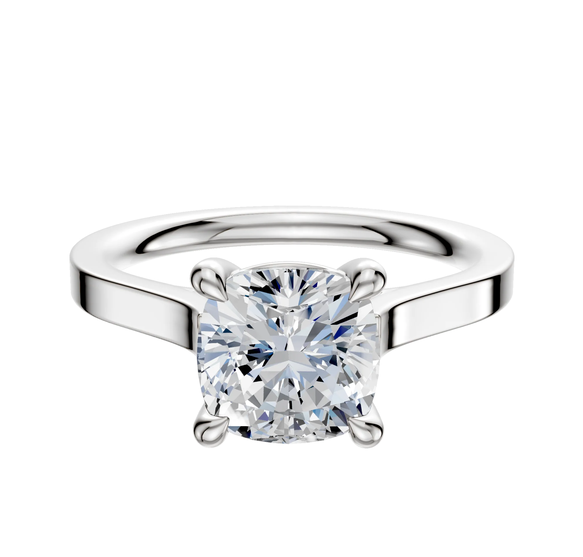 Platinum 4 Prong Basket Cathedral Flat 2.0mm Engagement Ring