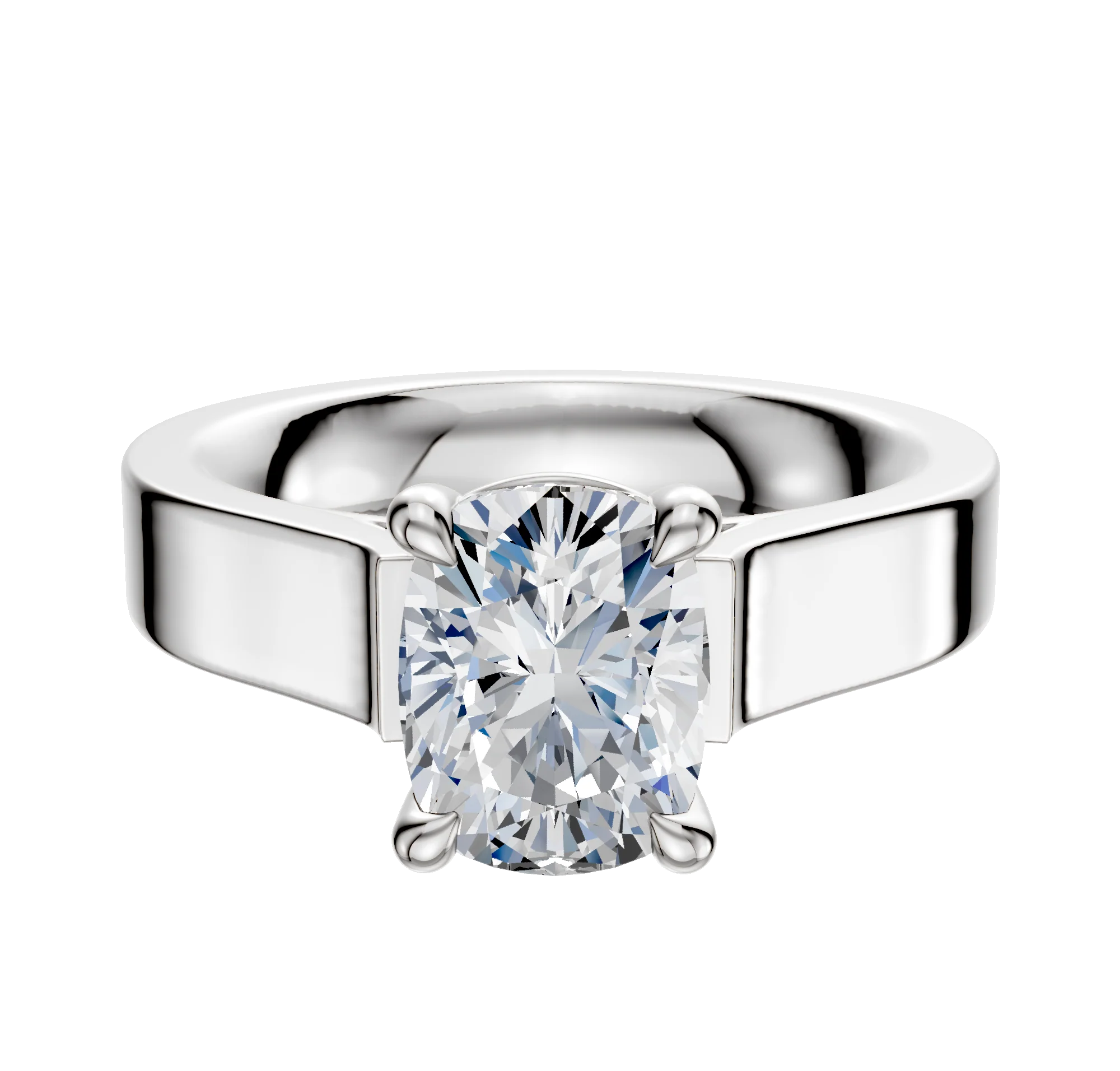 Platinum 4 Prong Basket Cathedral Flat 4.0mm Engagement Ring