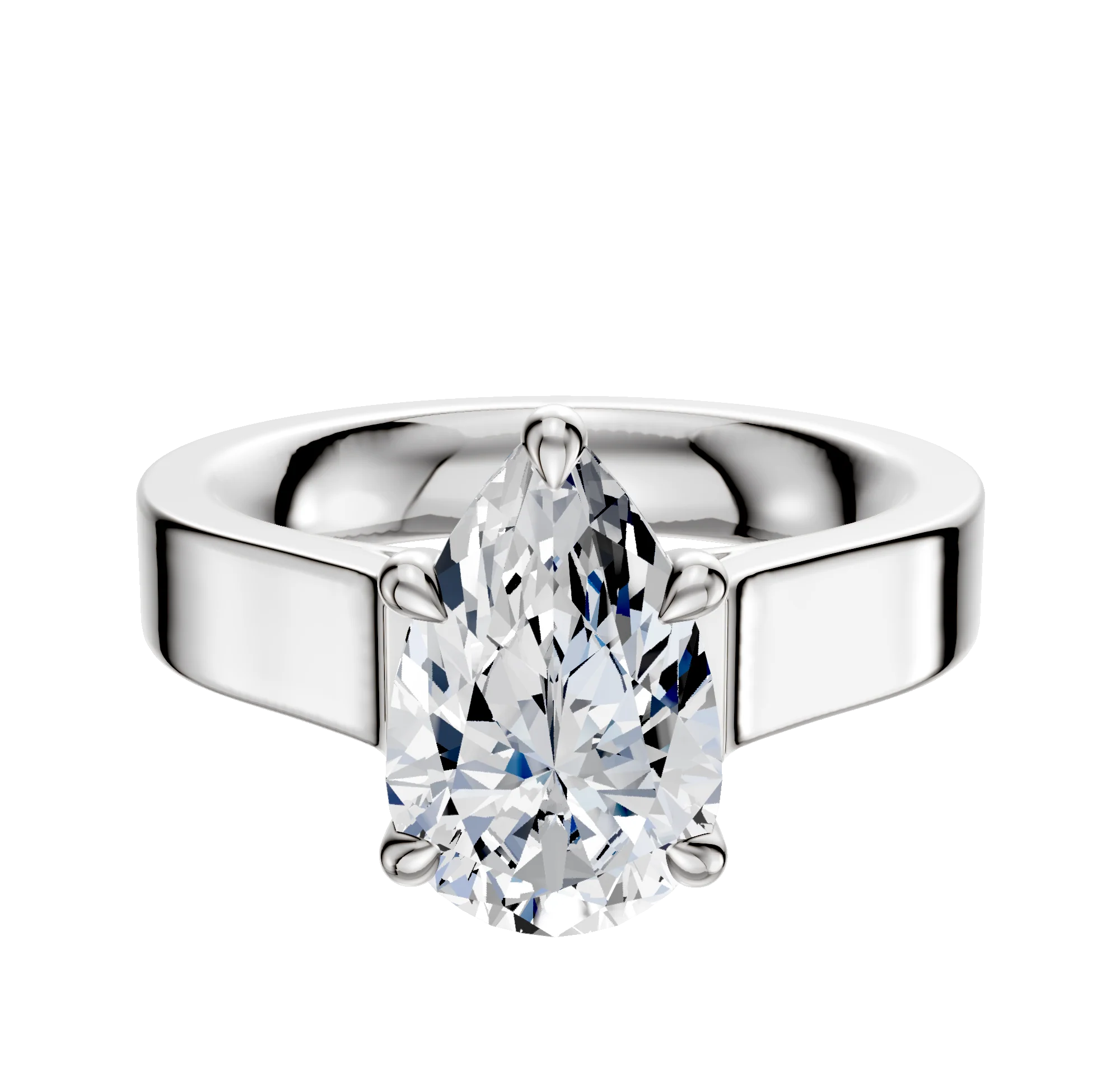 Platinum 4 Prong Basket Cathedral Flat 4.0mm Engagement Ring