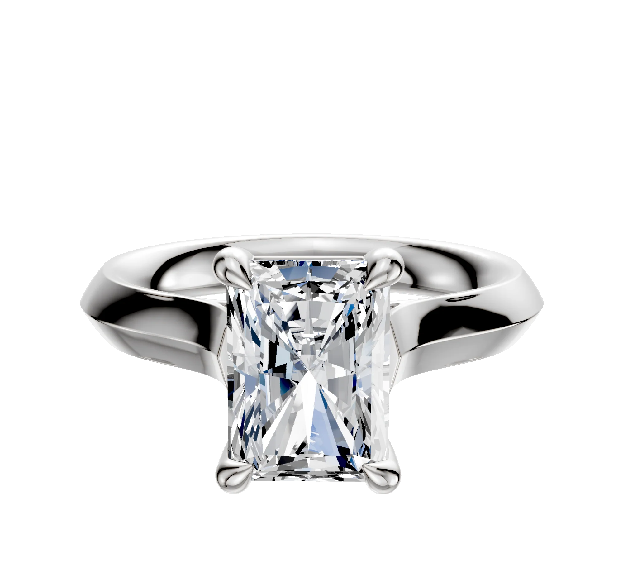Platinum 4 Prong Basket Cathedral Knife Edge 3.0mm Engagement Ring