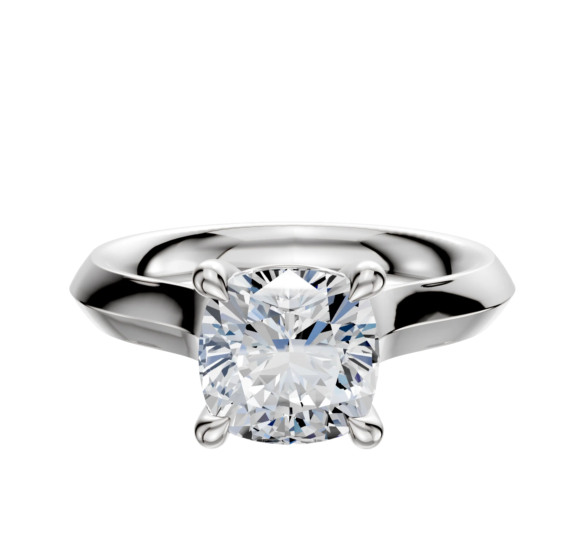 Platinum 4 Prong Basket Cathedral Knife Edge 3.0mm Engagement Ring