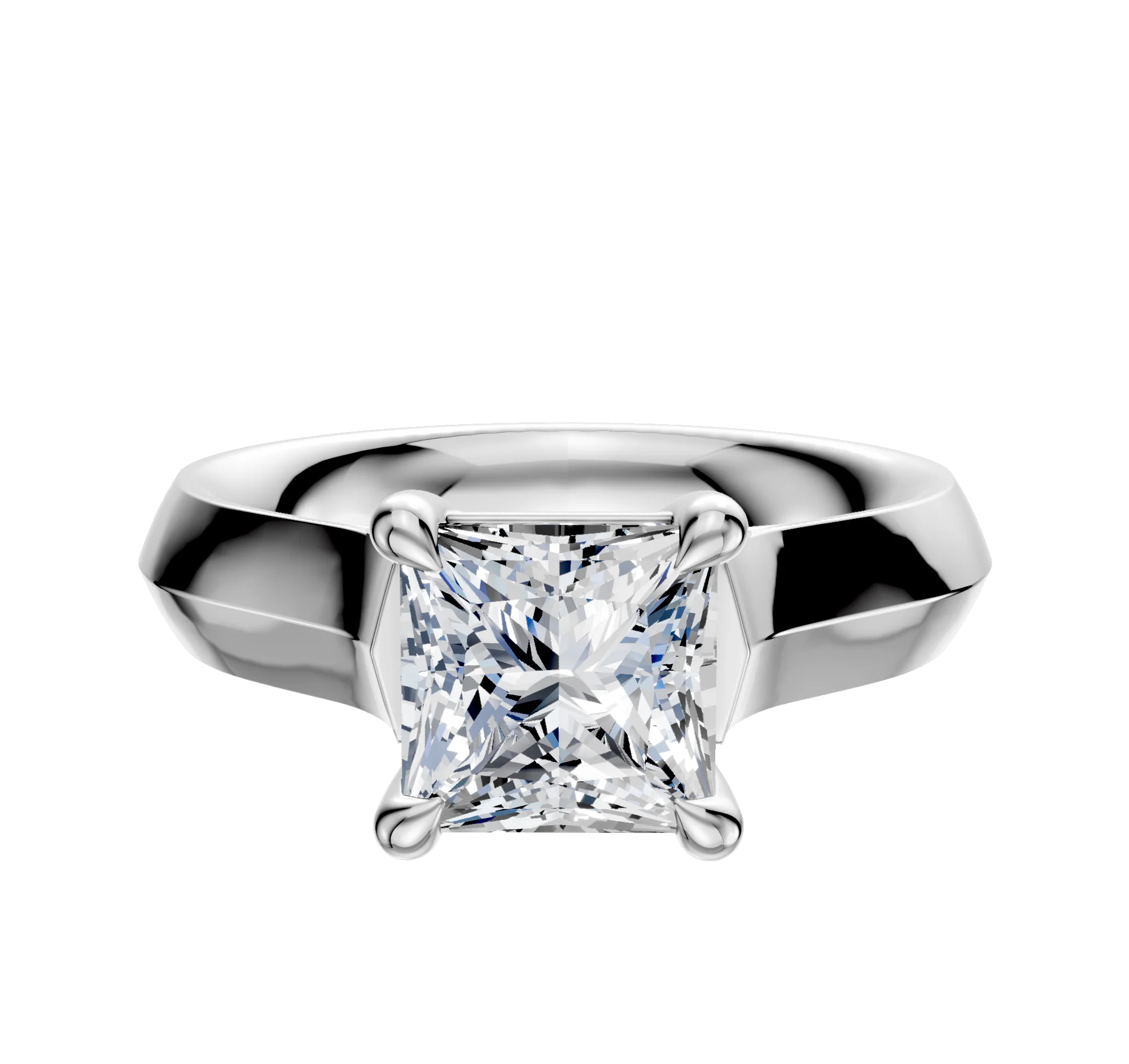 Platinum 4 Prong Basket Cathedral Knife Edge 4.0mm Engagement Ring