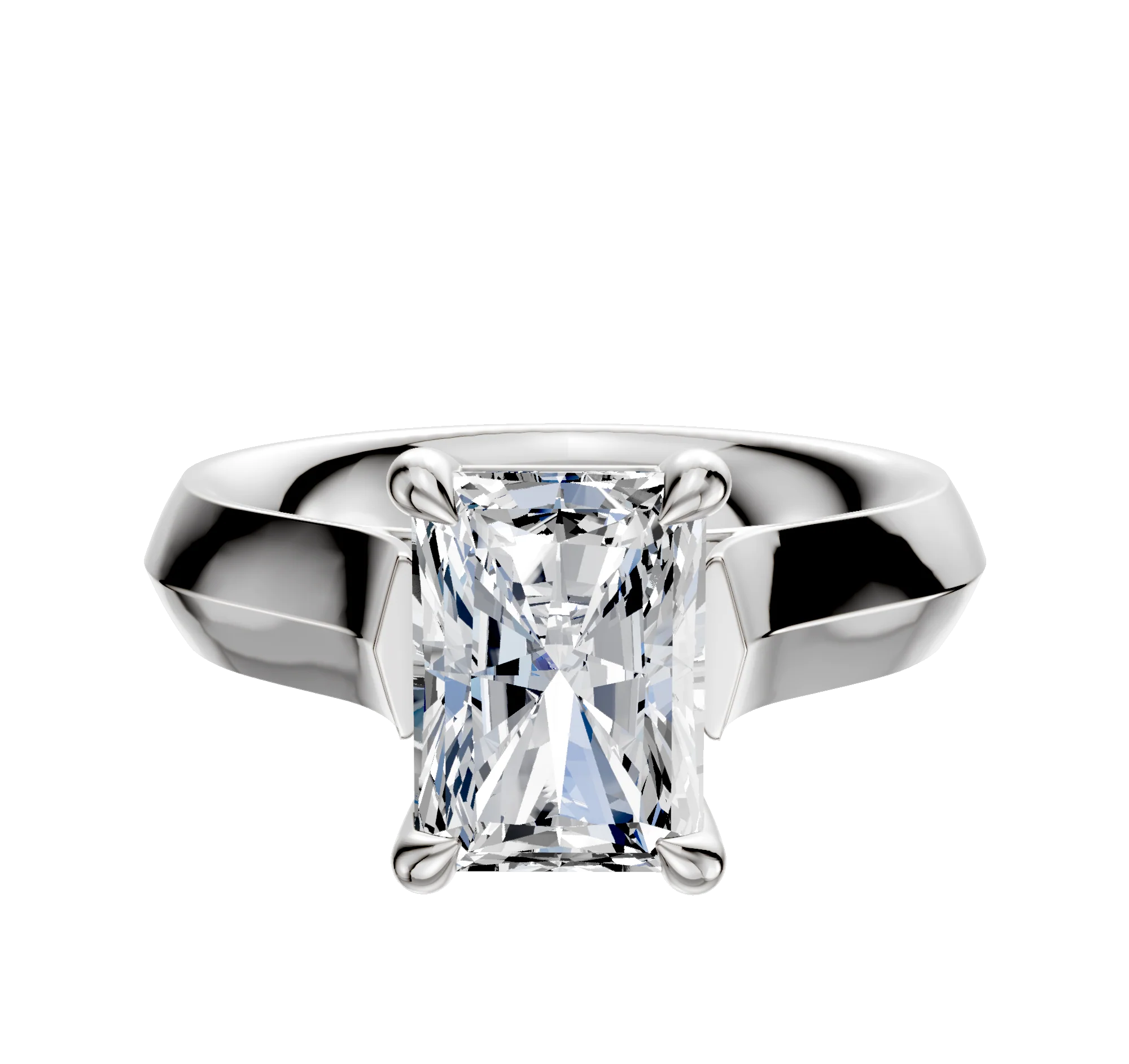 Platinum 4 Prong Basket Cathedral Knife Edge 4.0mm Engagement Ring