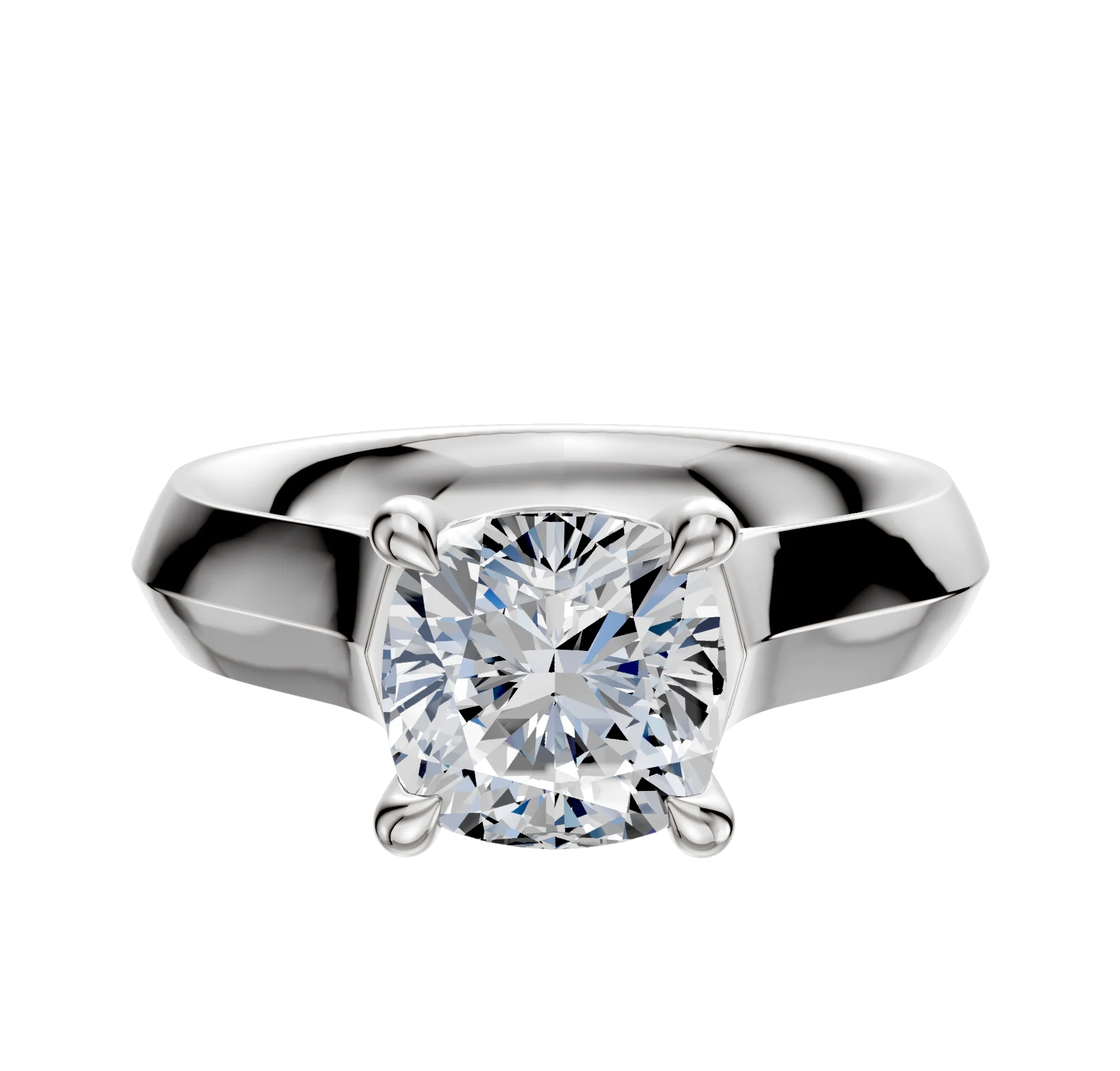 Platinum 4 Prong Basket Cathedral Knife Edge 4.0mm Engagement Ring