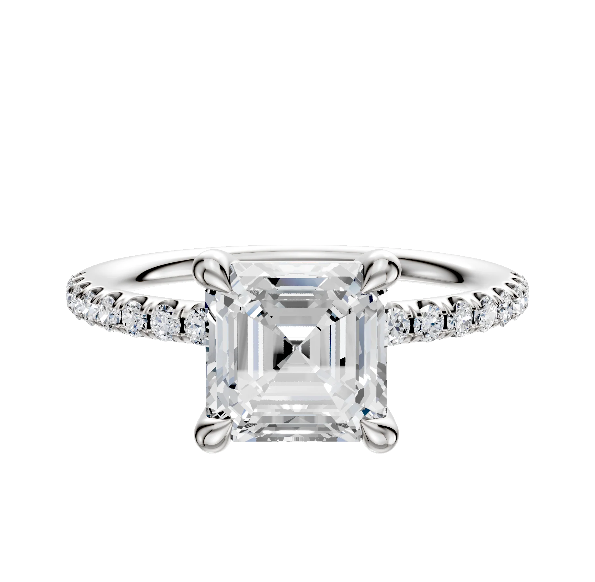 Platinum 4 Prong Basket Classic Dome 1-Row-Pave 2.5mm Engagement Ring