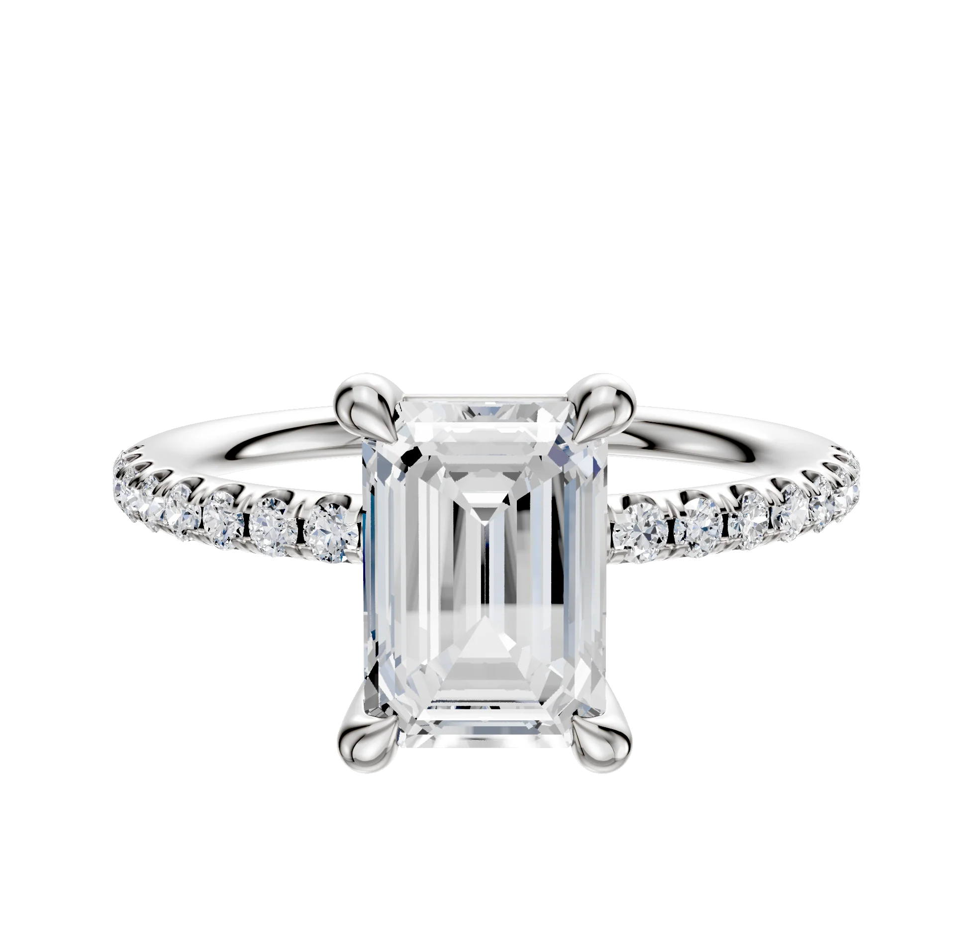 Platinum 4 Prong Basket Classic Dome 1-Row-Pave 2.5mm Engagement Ring
