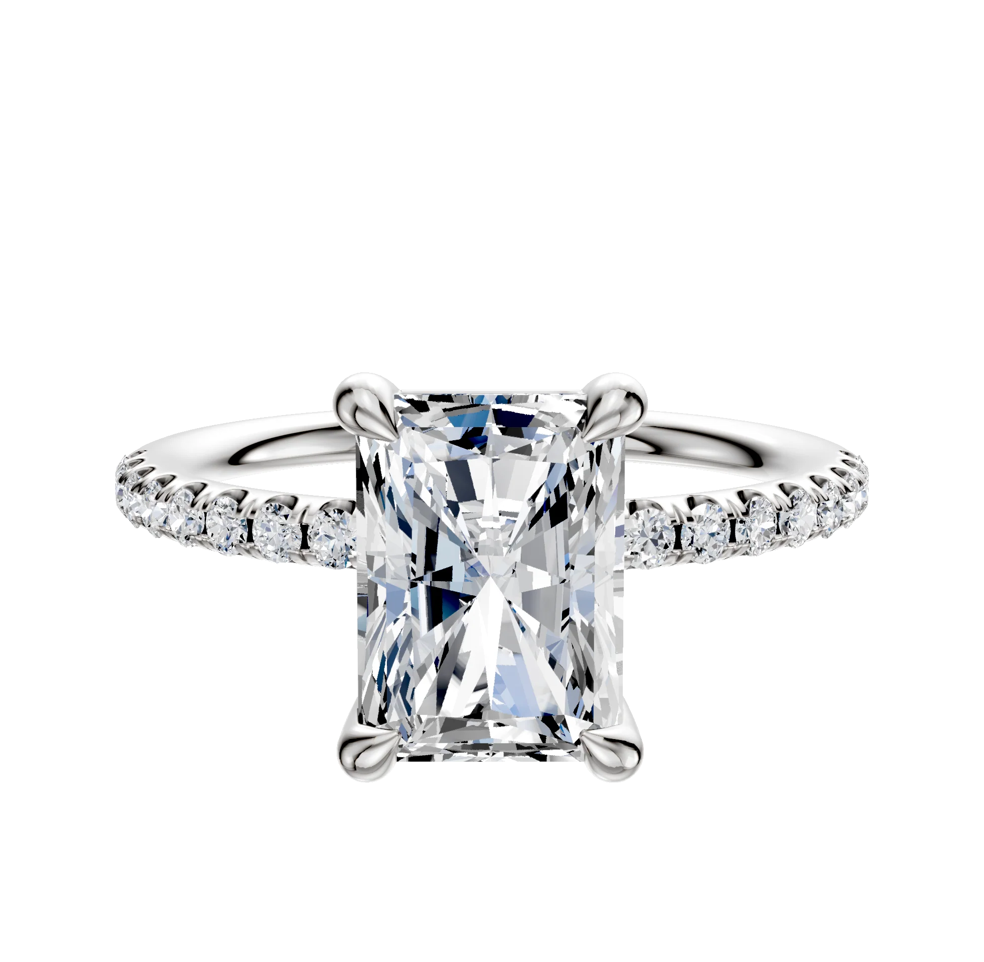 Platinum 4 Prong Basket Classic Dome 1-Row-Pave 2.5mm Engagement Ring