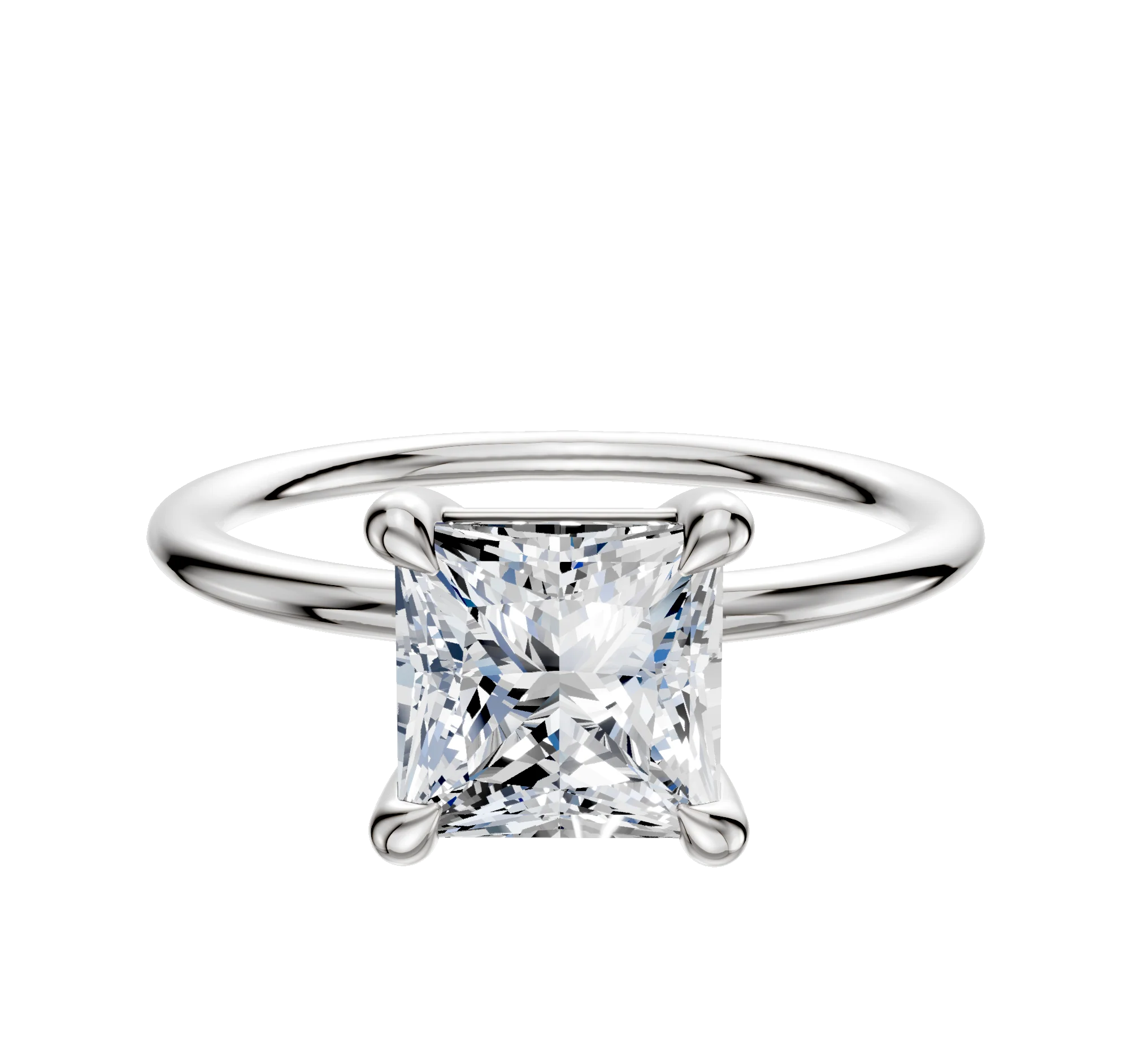 Platinum 4 Prong Basket Classic Dome 1.5mm Engagement Ring