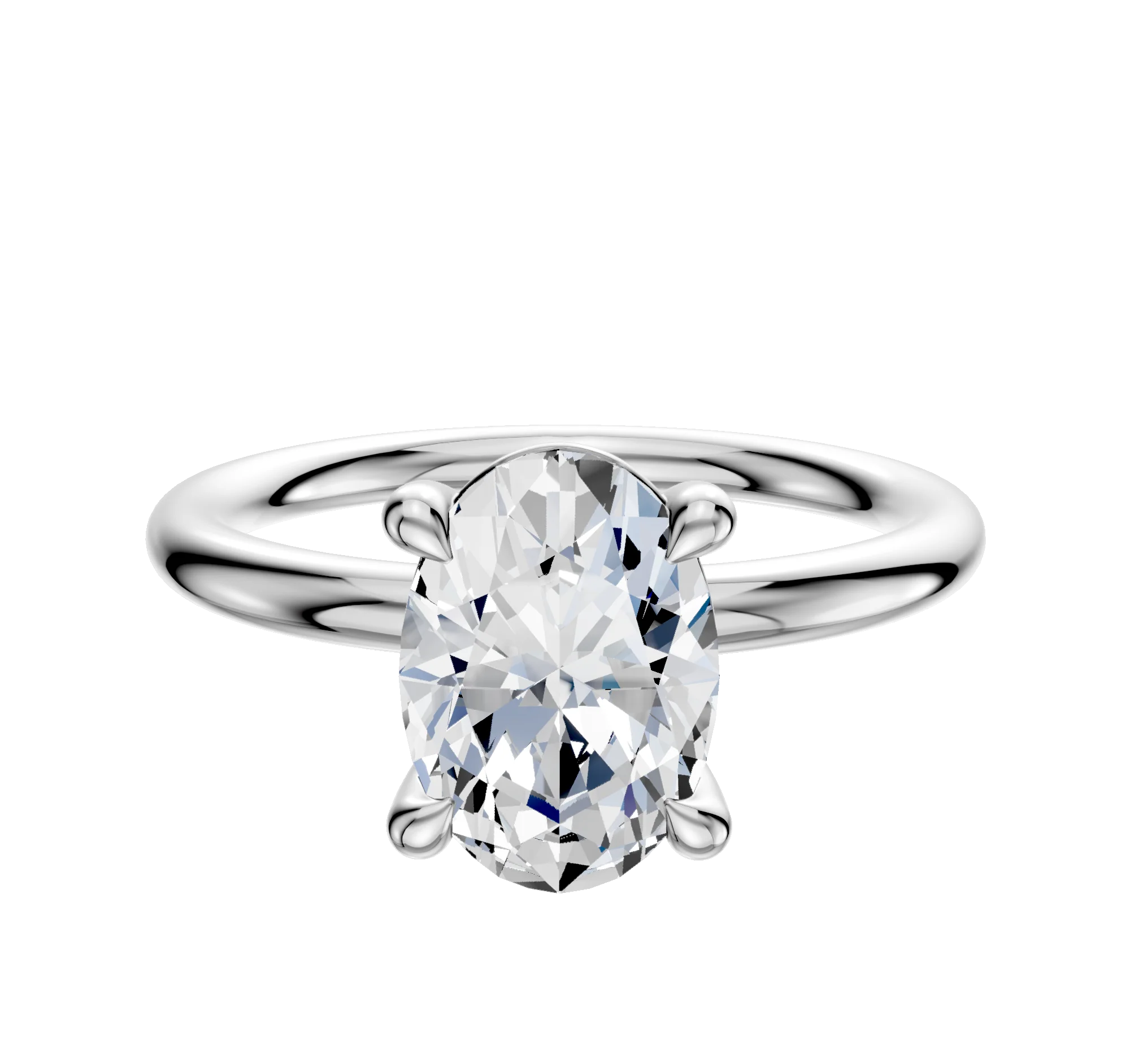 Platinum 4 Prong Basket Classic Dome 2.0mm Engagement Ring