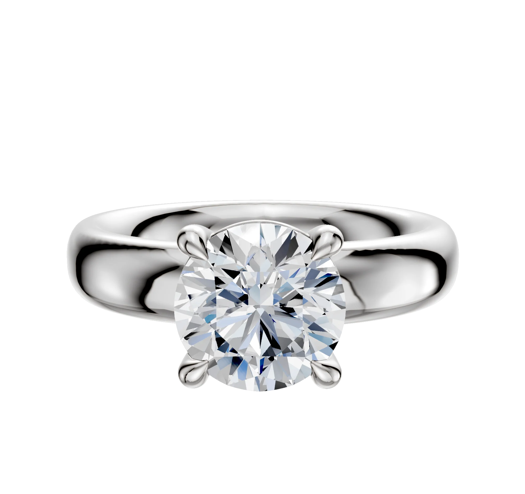Platinum 4 Prong Basket Classic Dome 4.0mm Engagement Ring