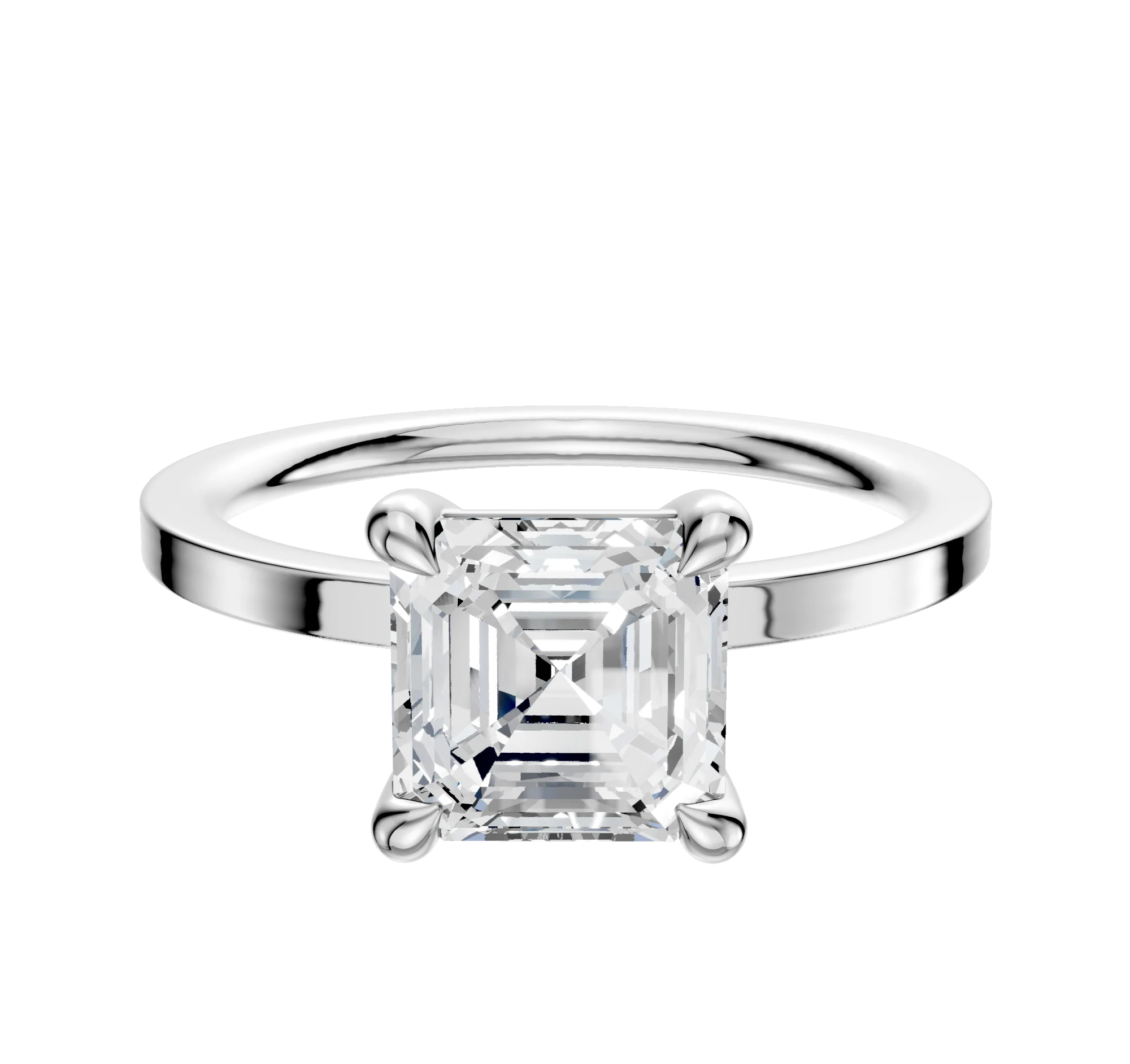 Platinum 4 Prong Basket Classic Flat 1.5mm Engagement Ring