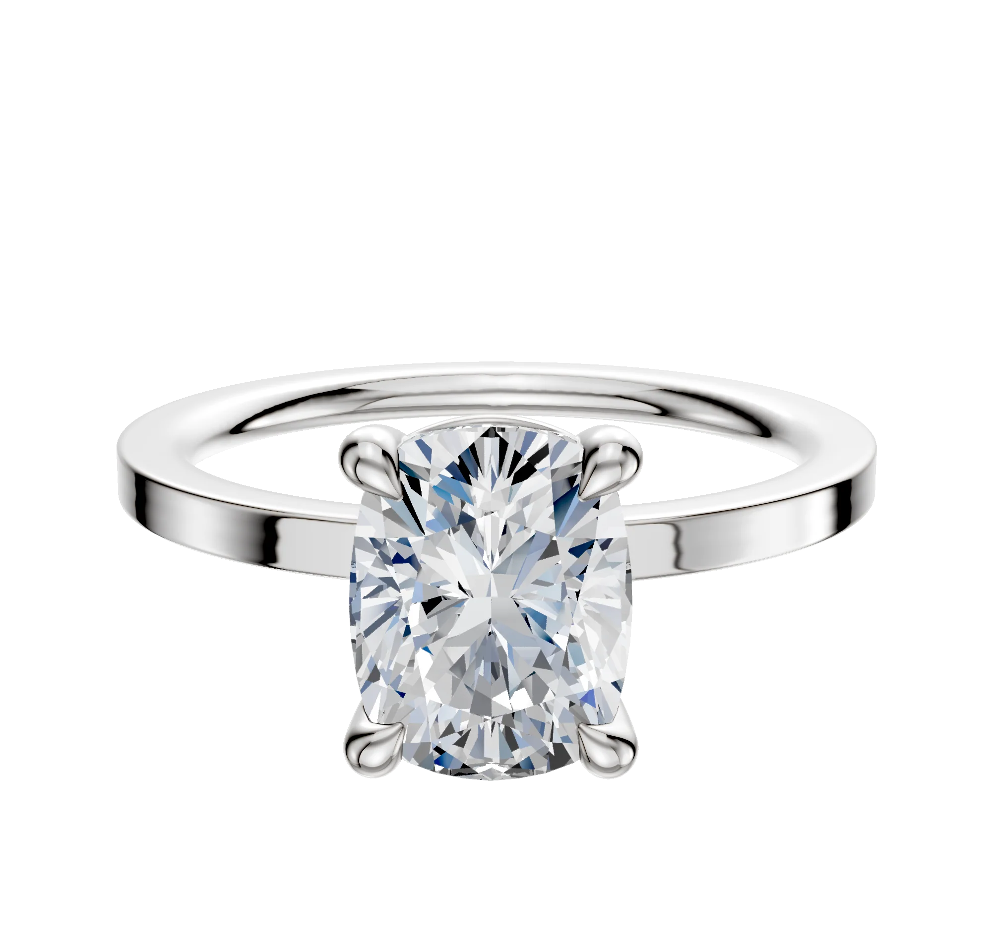 Platinum 4 Prong Basket Classic Flat 1.5mm Engagement Ring