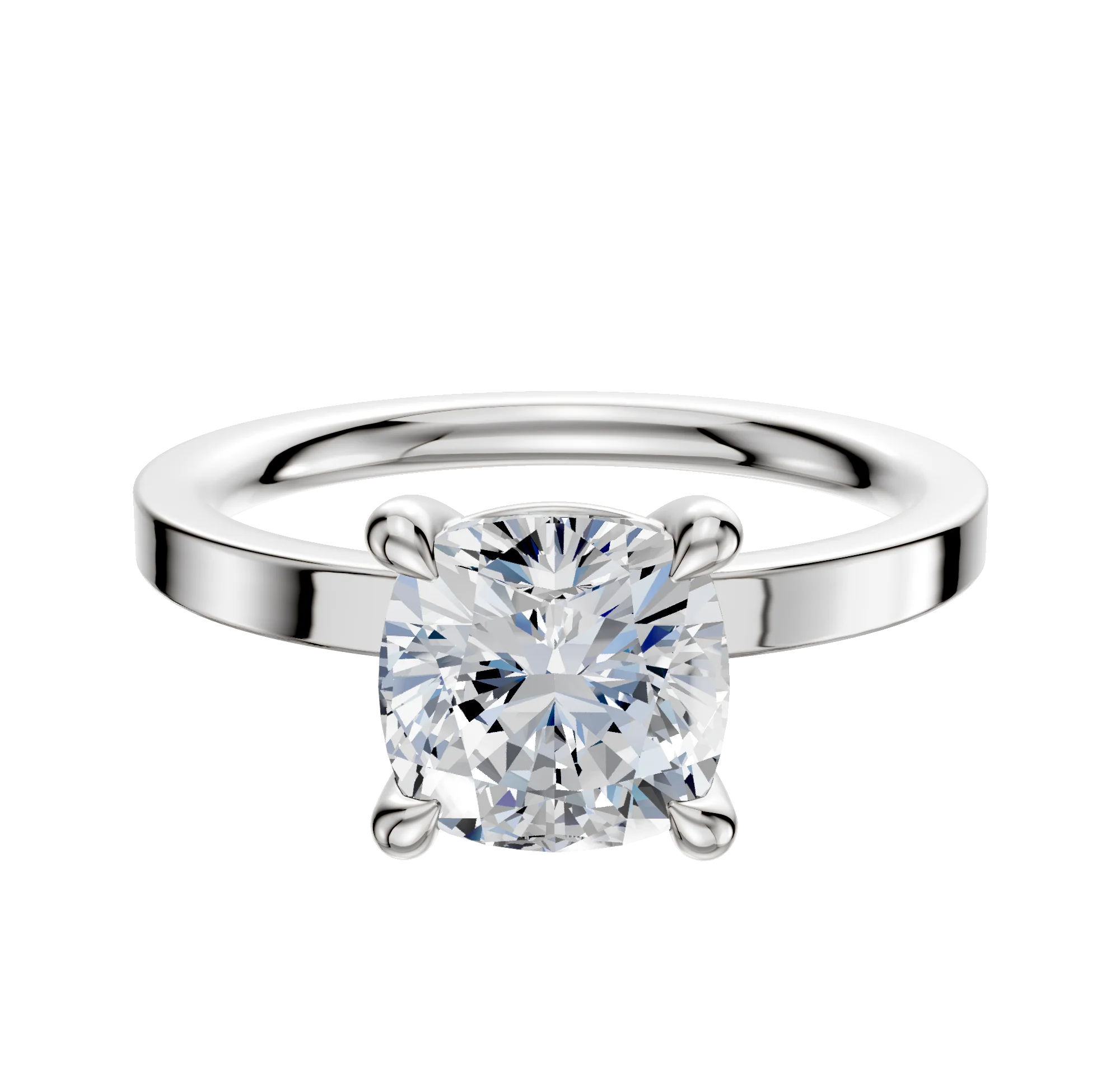Platinum 4 Prong Basket Classic Flat 2.0mm Engagement Ring