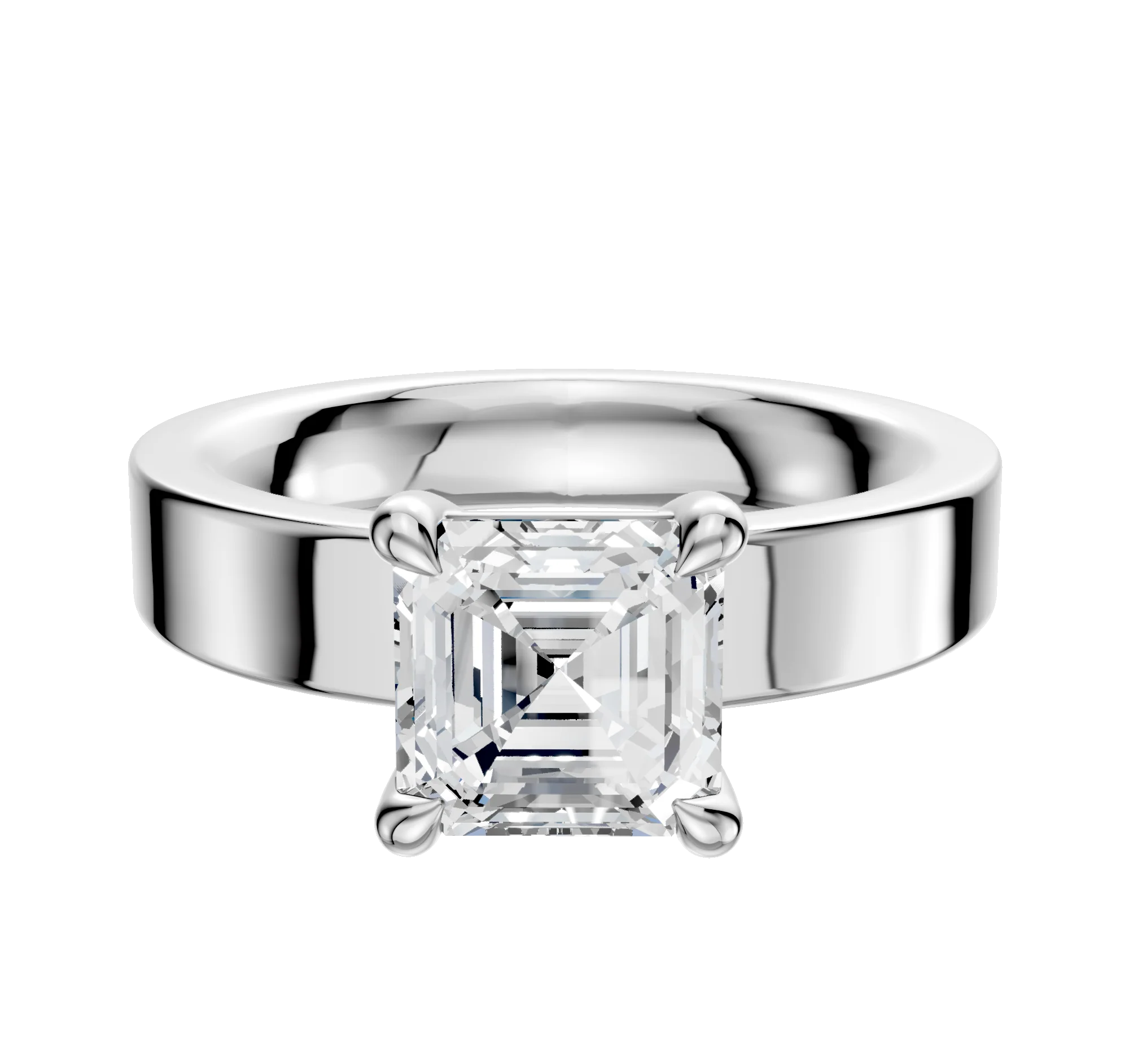 Platinum 4 Prong Basket Classic Flat 4.0mm Engagement Ring