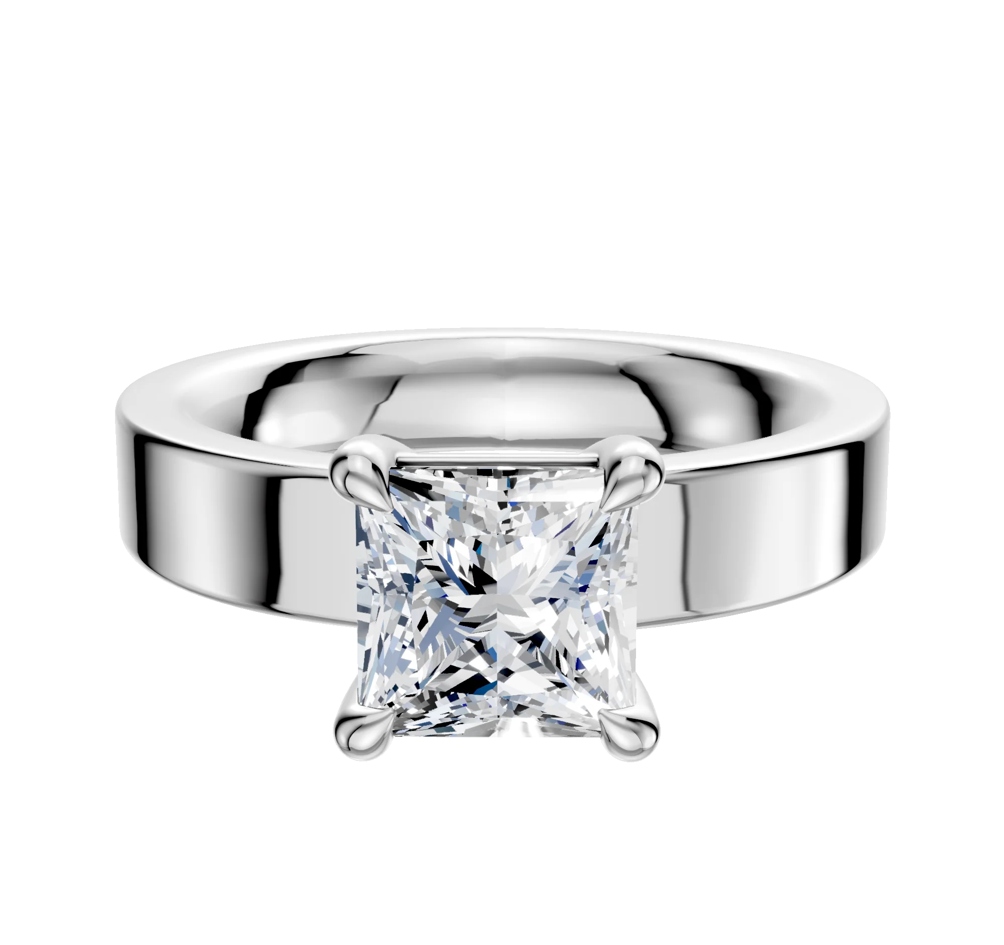 Platinum 4 Prong Basket Classic Flat 4.0mm Engagement Ring