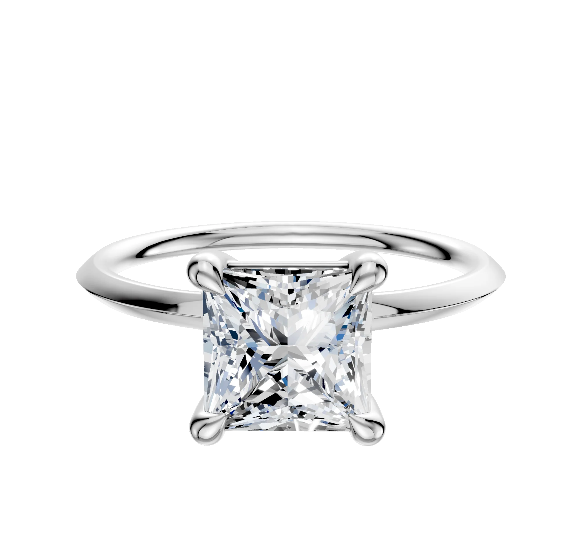 Platinum 4 Prong Basket Classic Knife Edge 1.5mm Engagement Ring