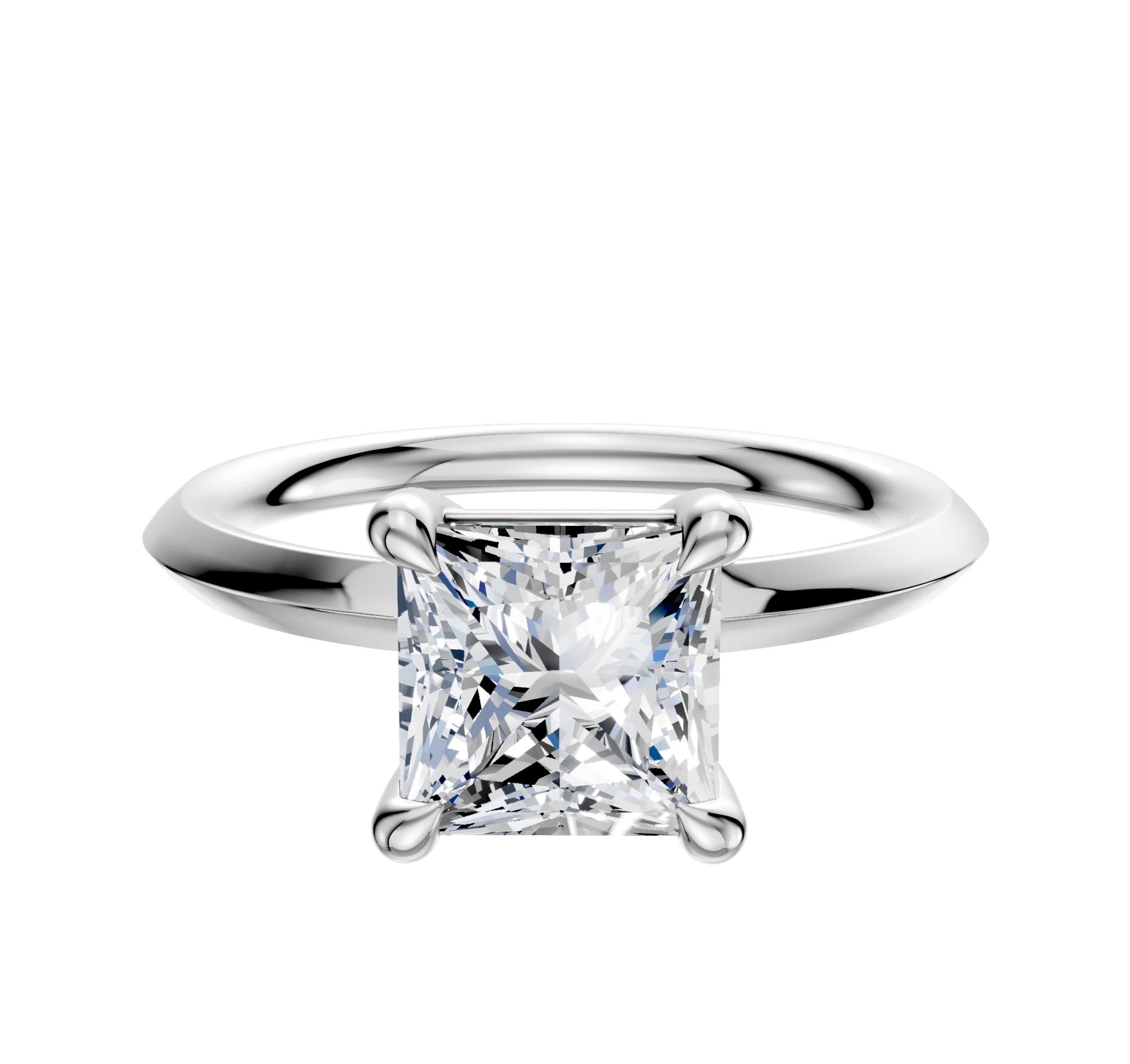 Platinum 4 Prong Basket Classic Knife Edge 2.0mm Engagement Ring