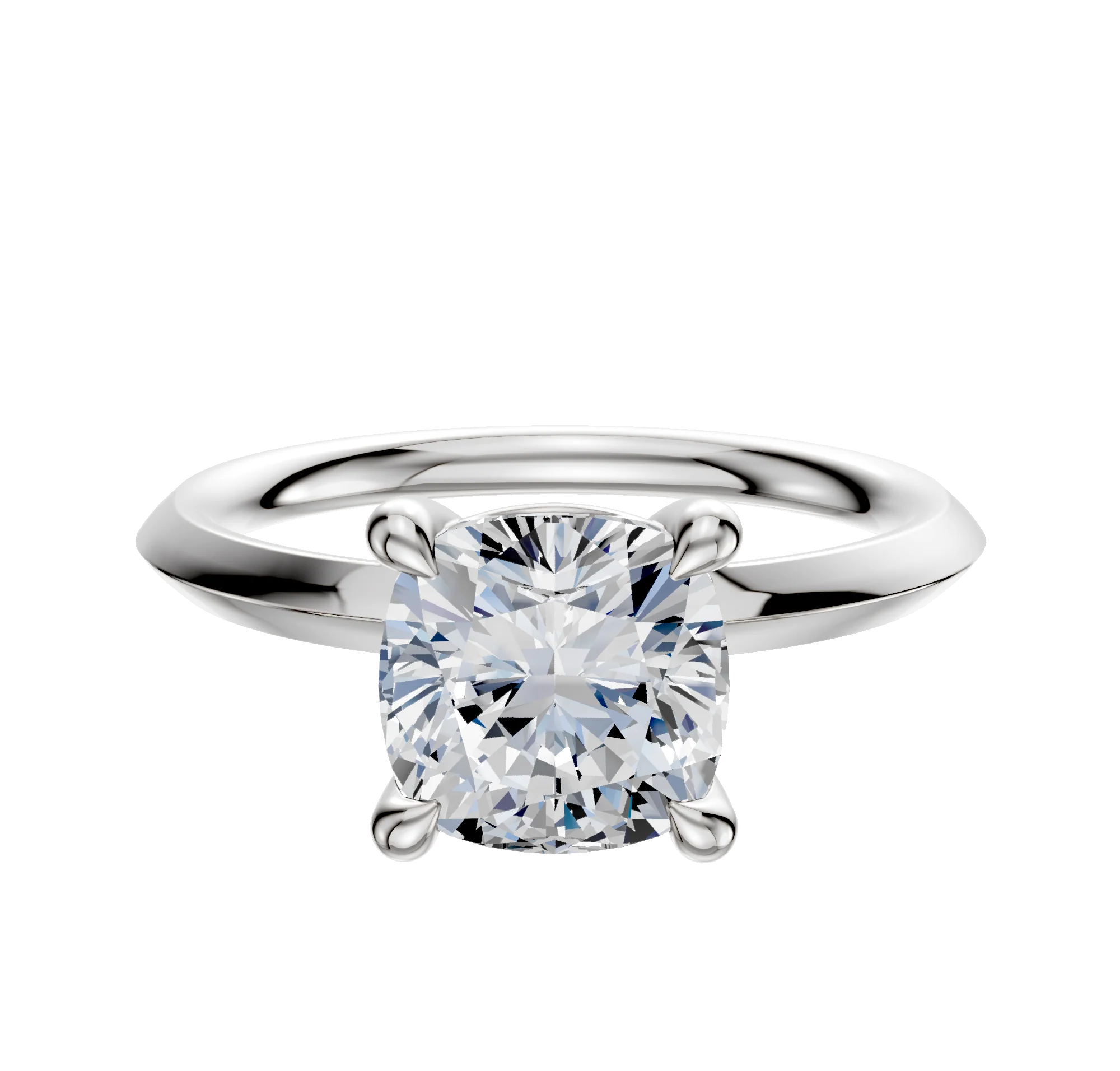 Platinum 4 Prong Basket Classic Knife Edge 2.0mm Engagement Ring