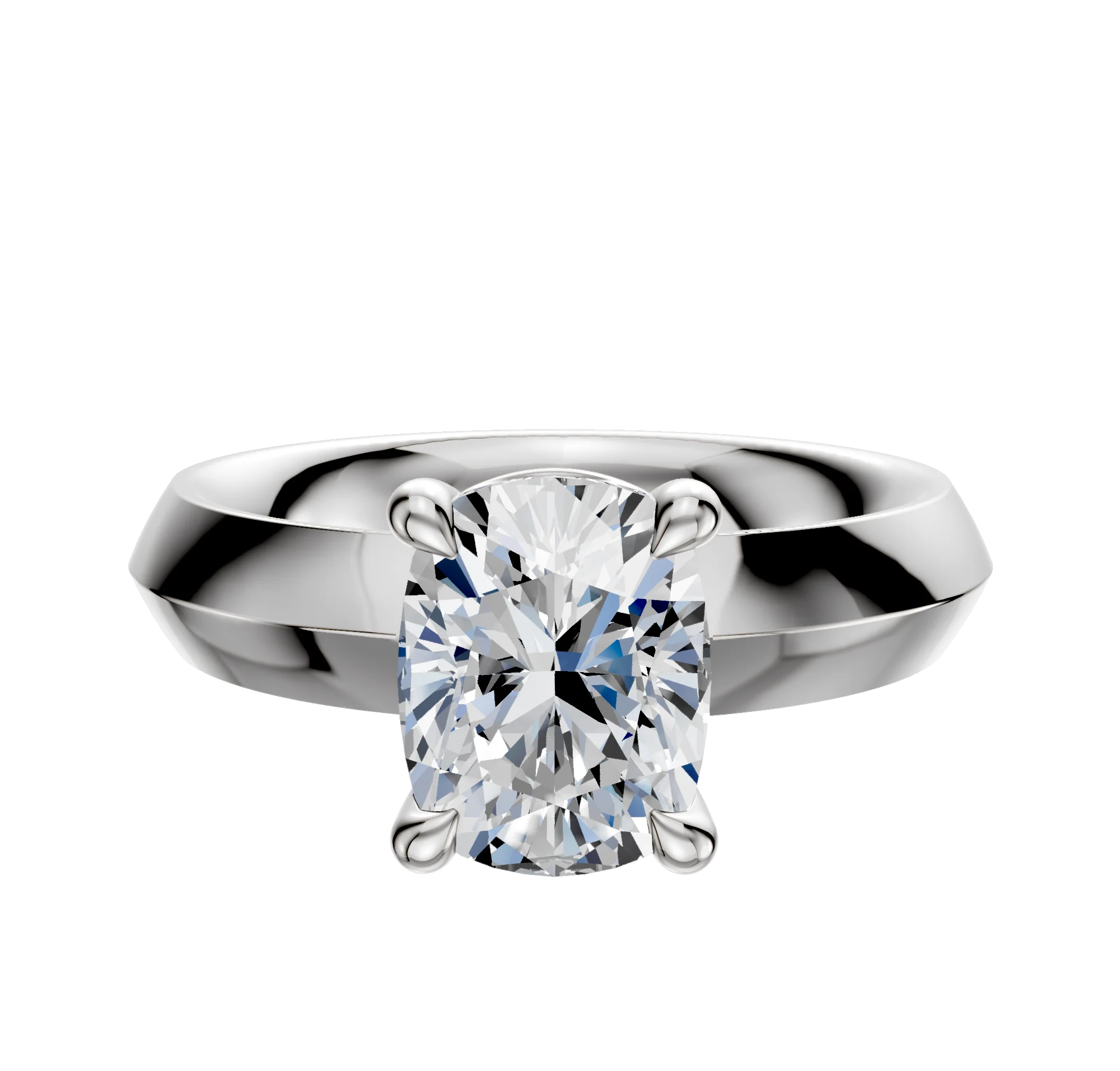Platinum 4 Prong Basket Classic Knife Edge 4.0mm Engagement Ring