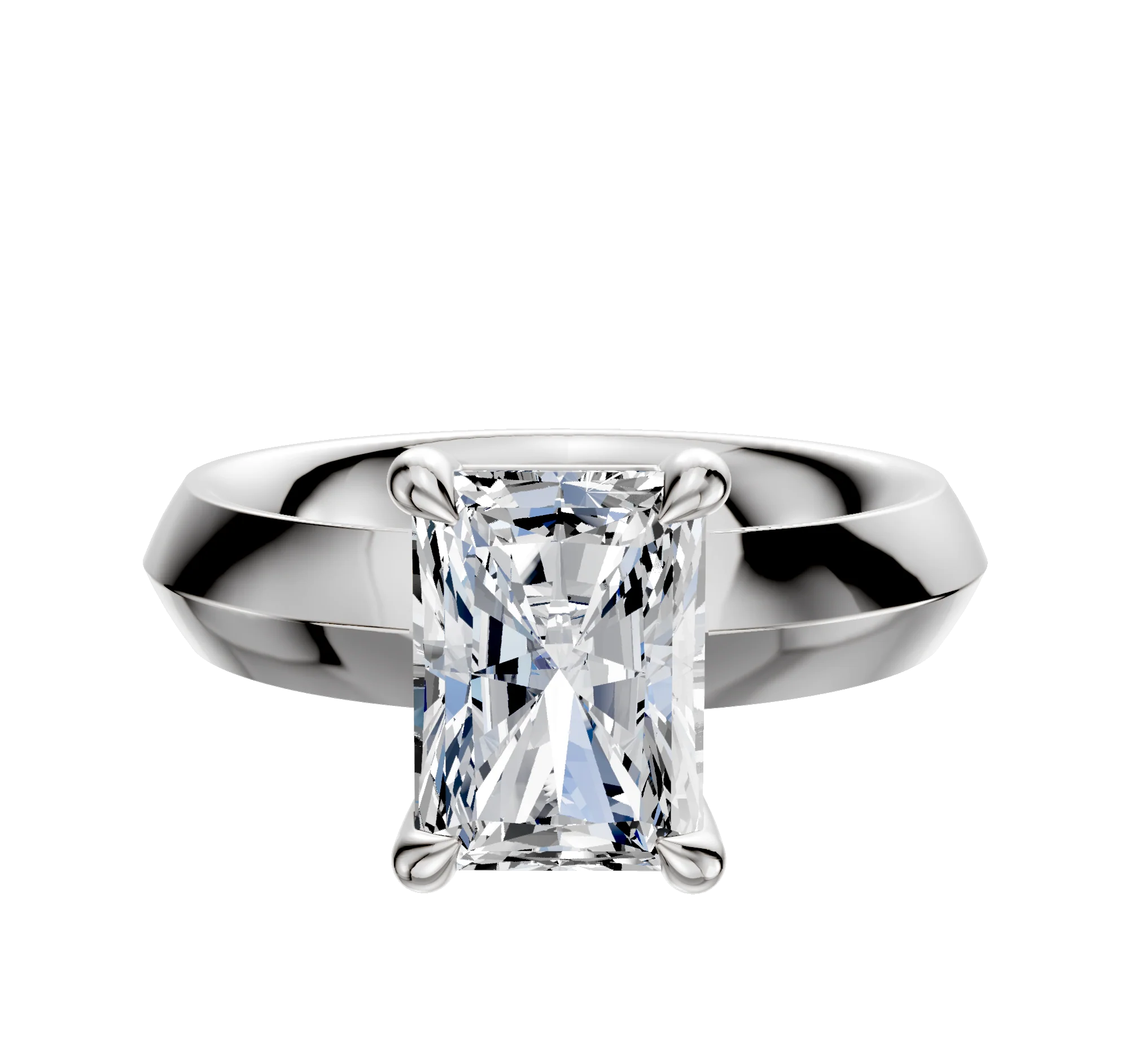 Platinum 4 Prong Basket Classic Knife Edge 4.0mm Engagement Ring