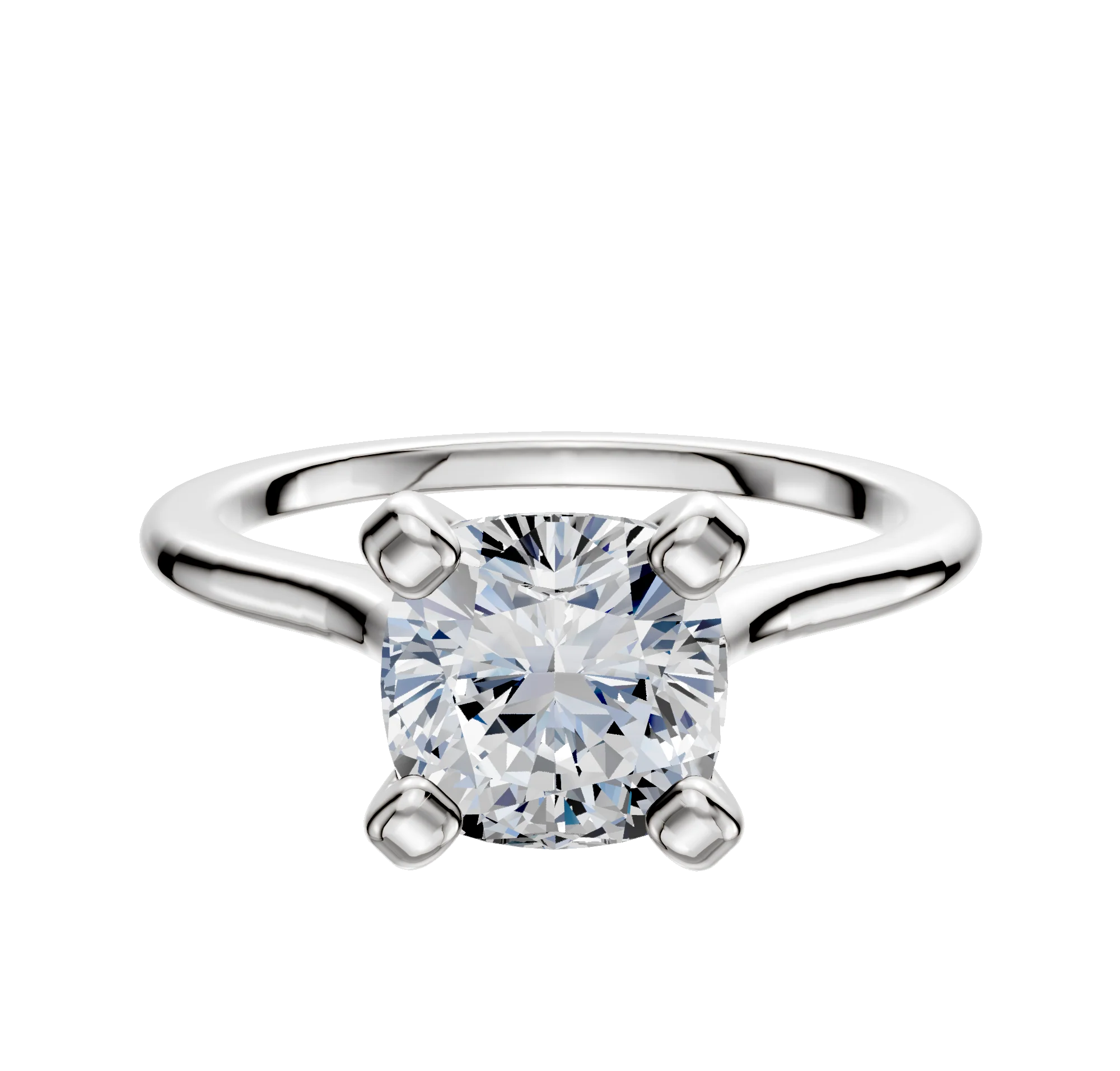 Platinum 4 Prong Cathedral Dome 1.5mm Engagement Ring