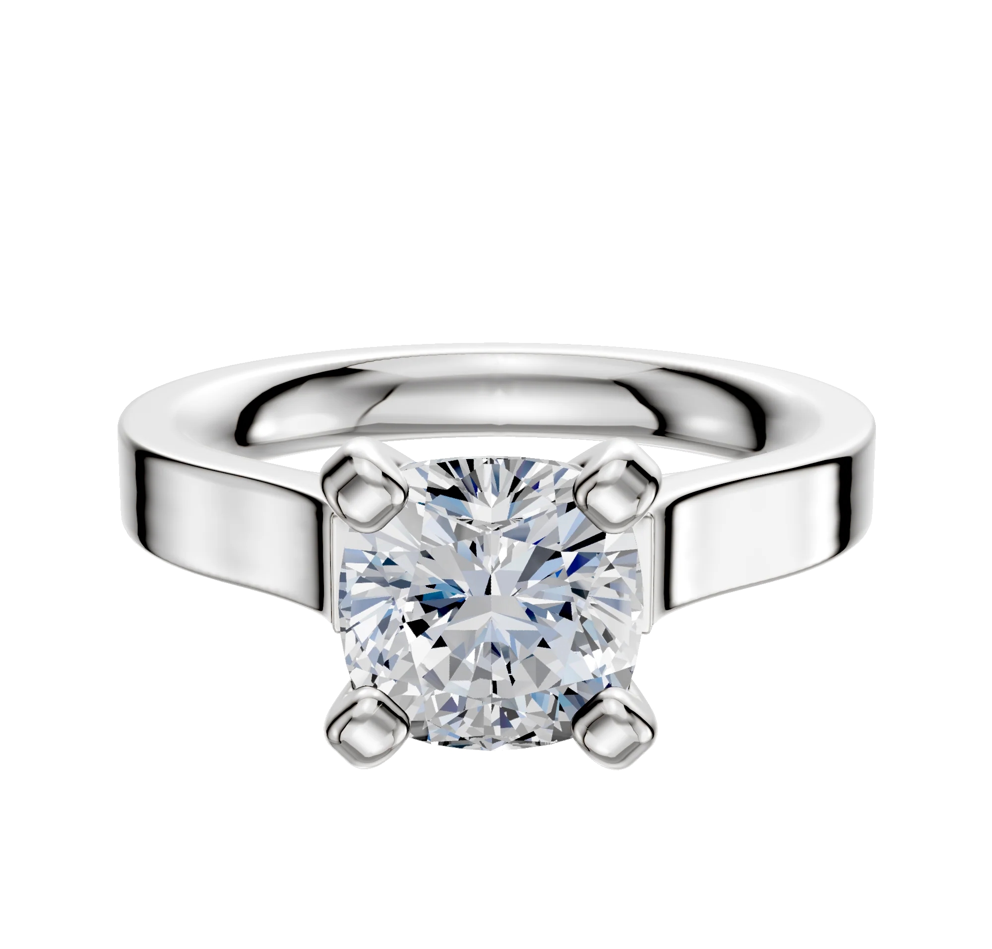 Platinum 4 Prong Cathedral Flat 3.0mm Engagement Ring
