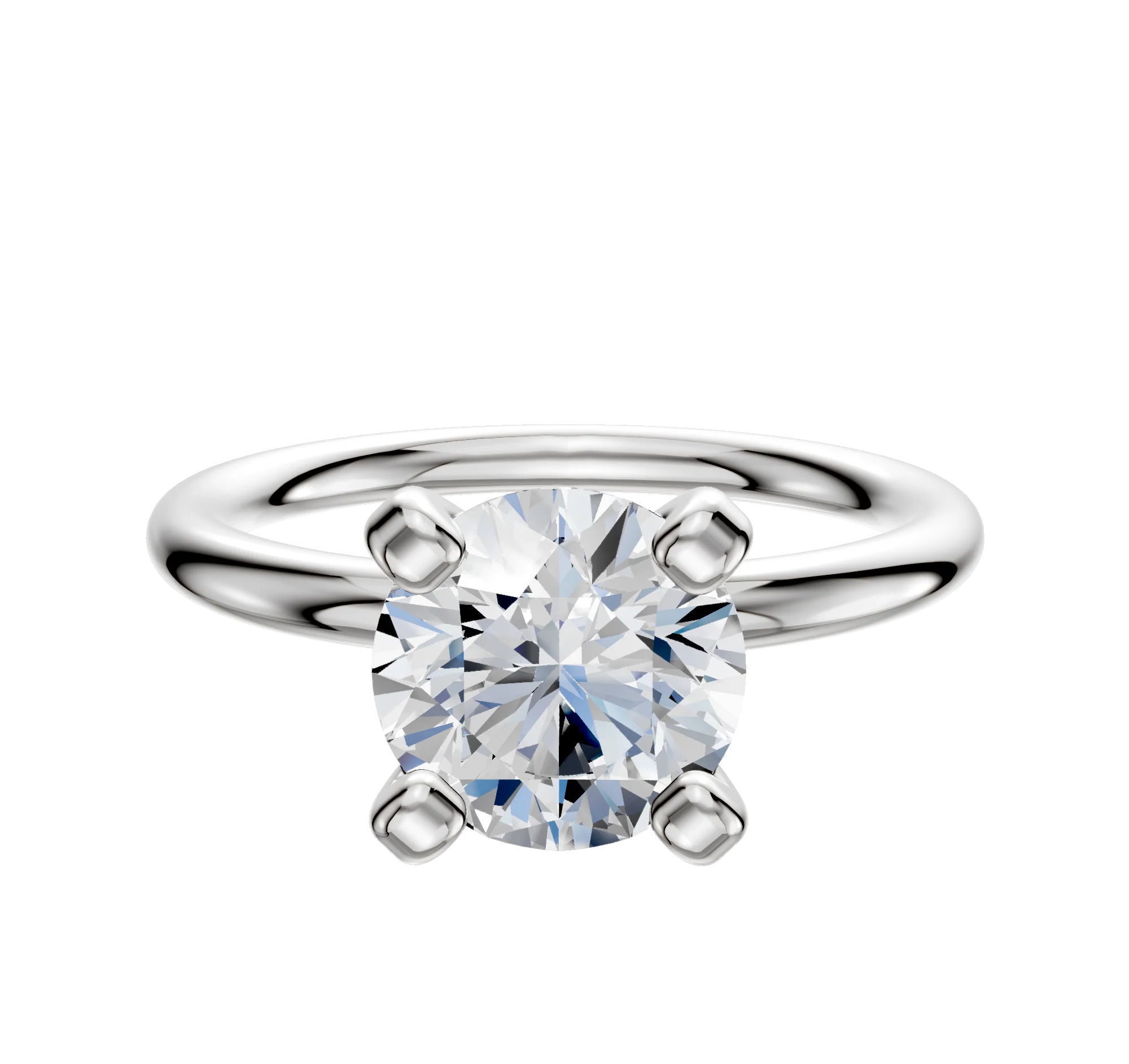 Platinum 4 Prong Classic Dome 2.0mm Engagement Ring