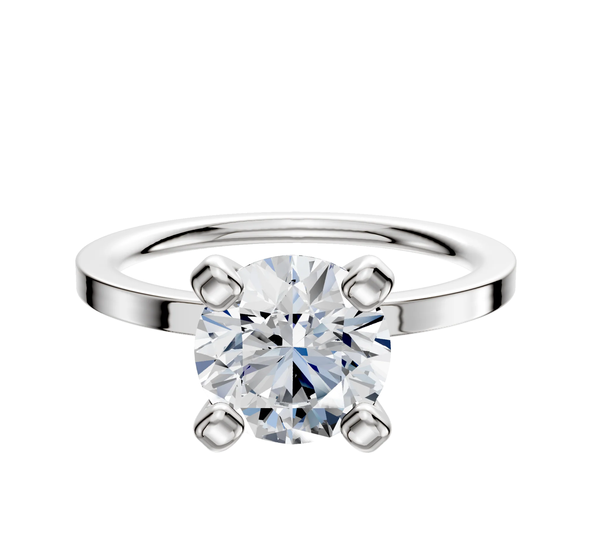 Platinum 4 Prong Classic Flat 1.5mm Engagement Ring