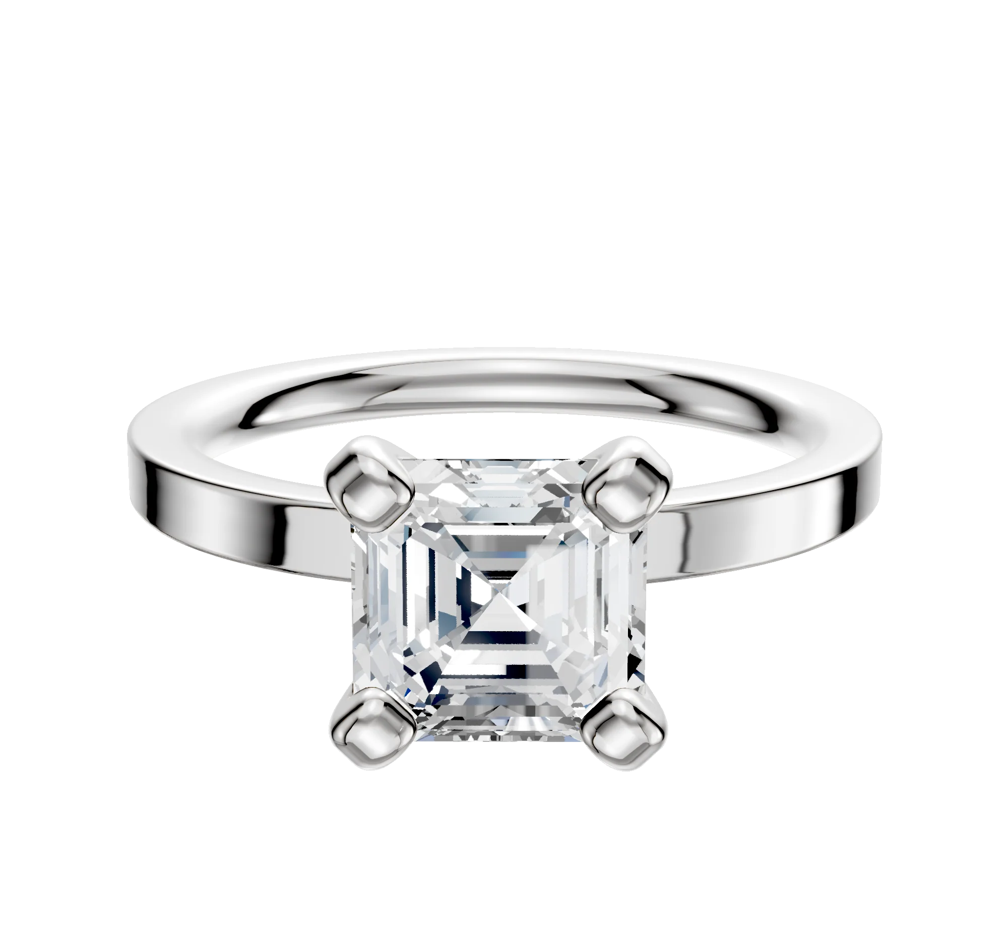 Platinum 4 Prong Classic Flat 2.0mm Engagement Ring