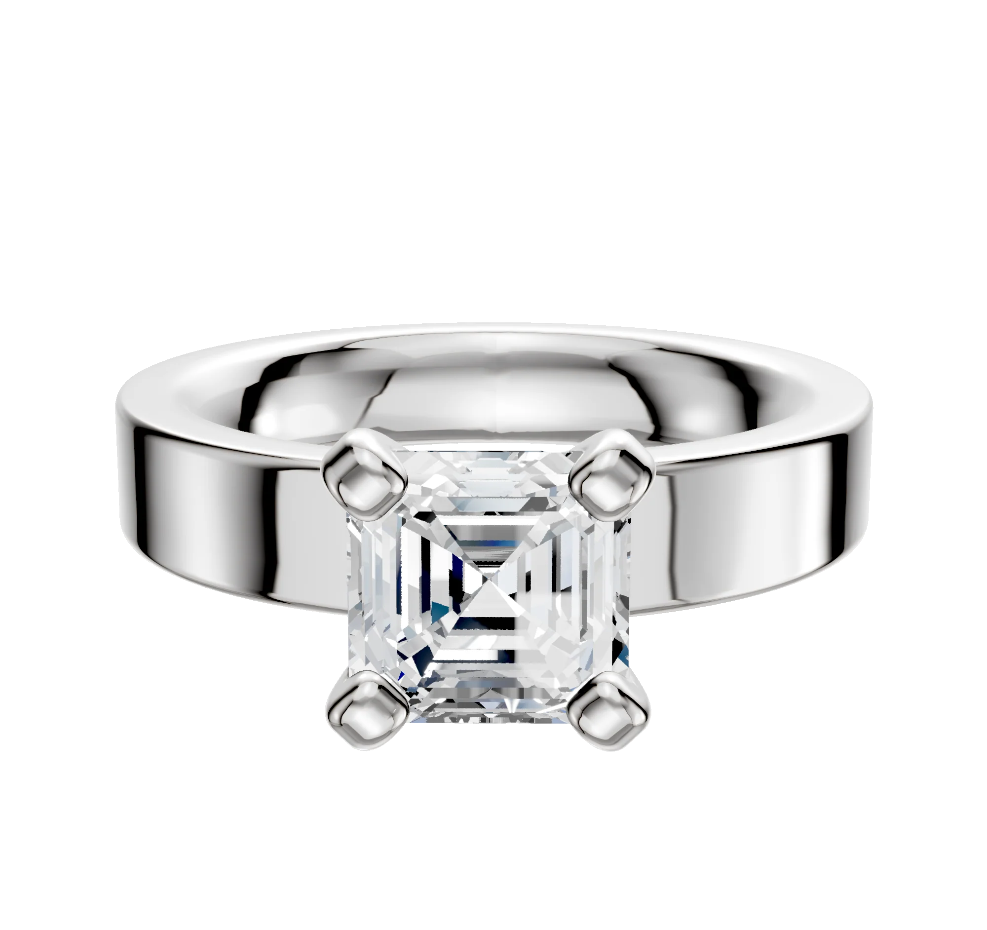 Platinum 4 Prong Classic Flat 4.0mm Engagement Ring