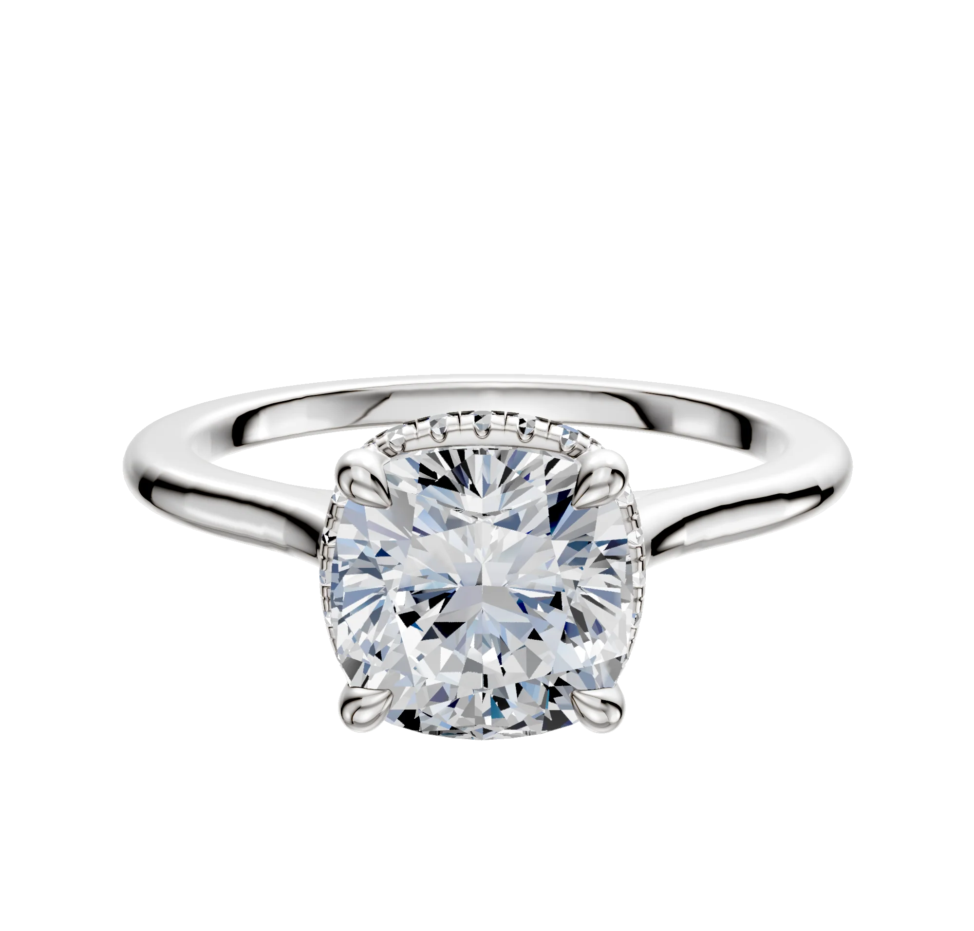 Platinum 4 Prong Collar Cathedral Dome 1.5mm Engagement Ring