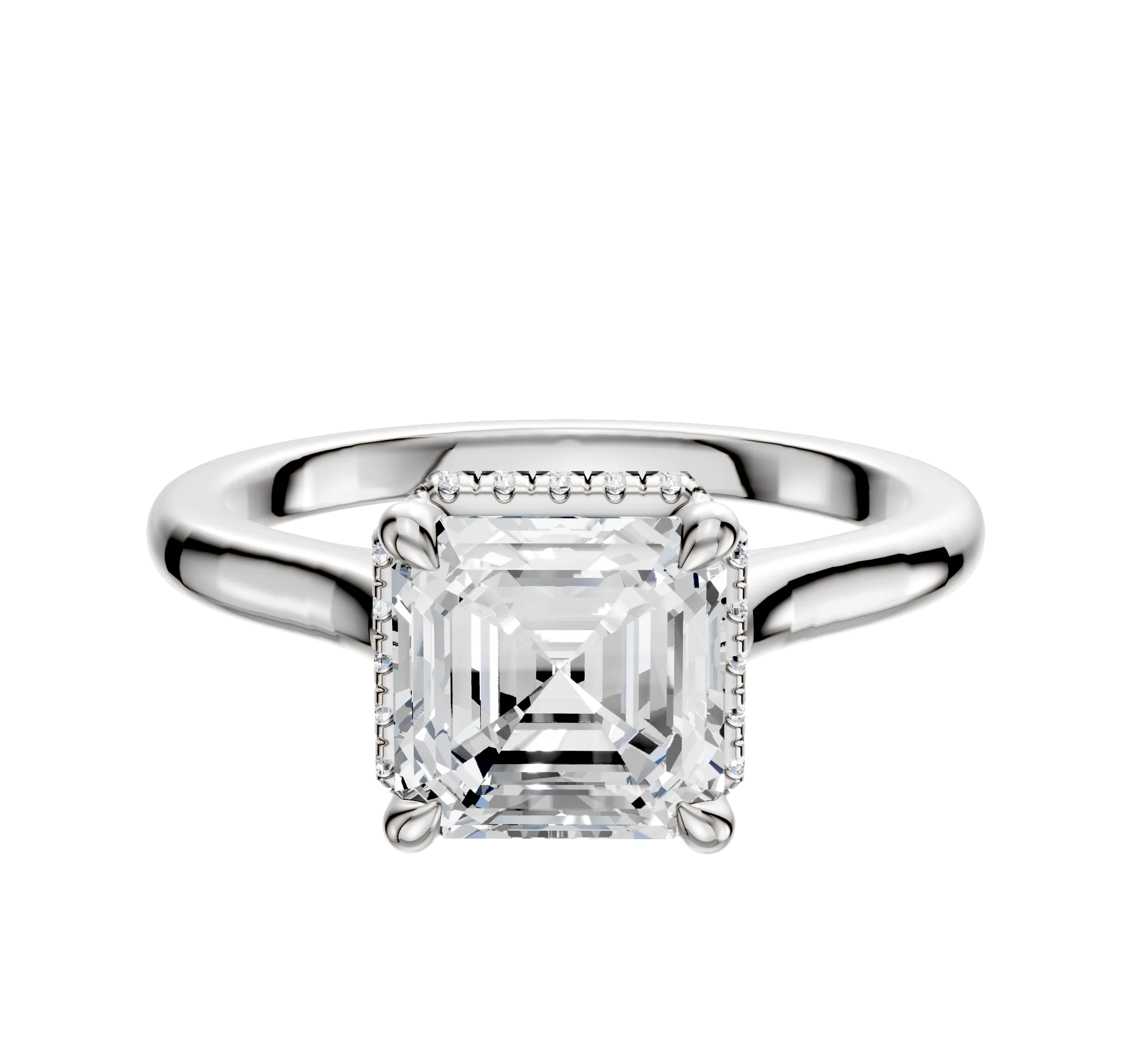 Platinum 4 Prong Collar Cathedral Dome 2.0mm Engagement Ring