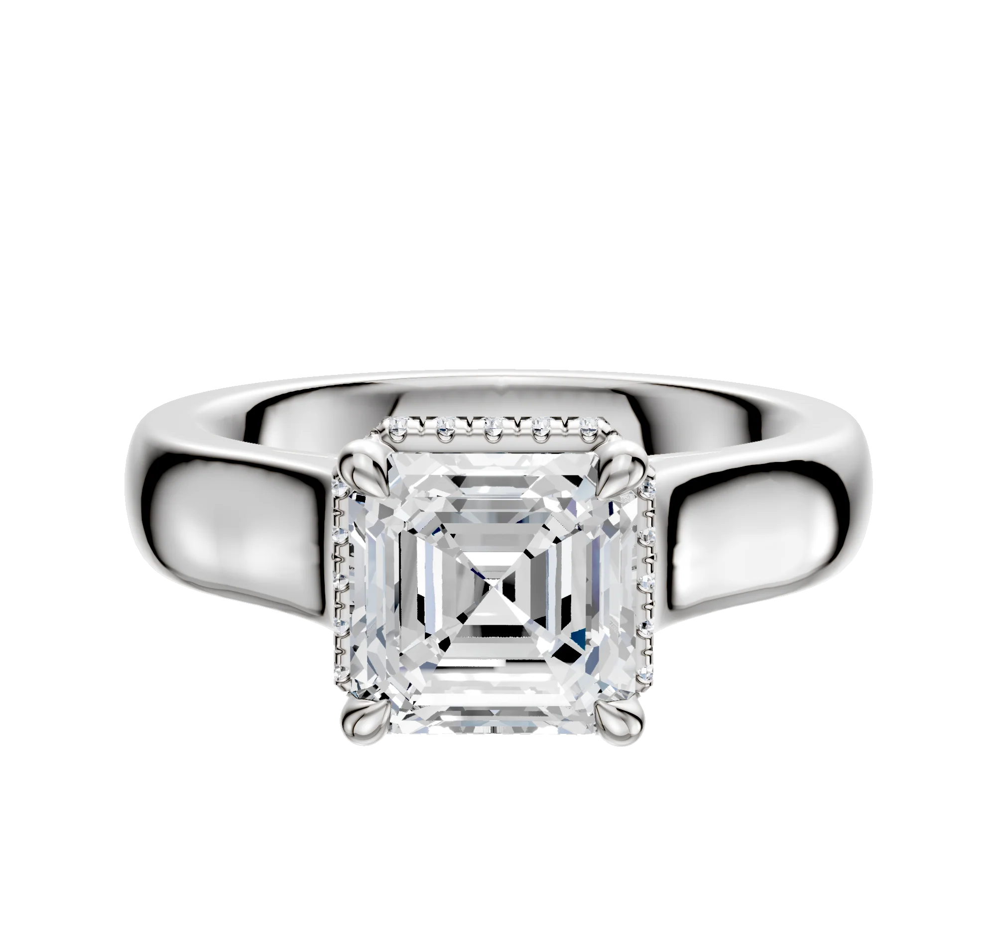 Platinum 4 Prong Collar Cathedral Dome 4.0mm Engagement Ring