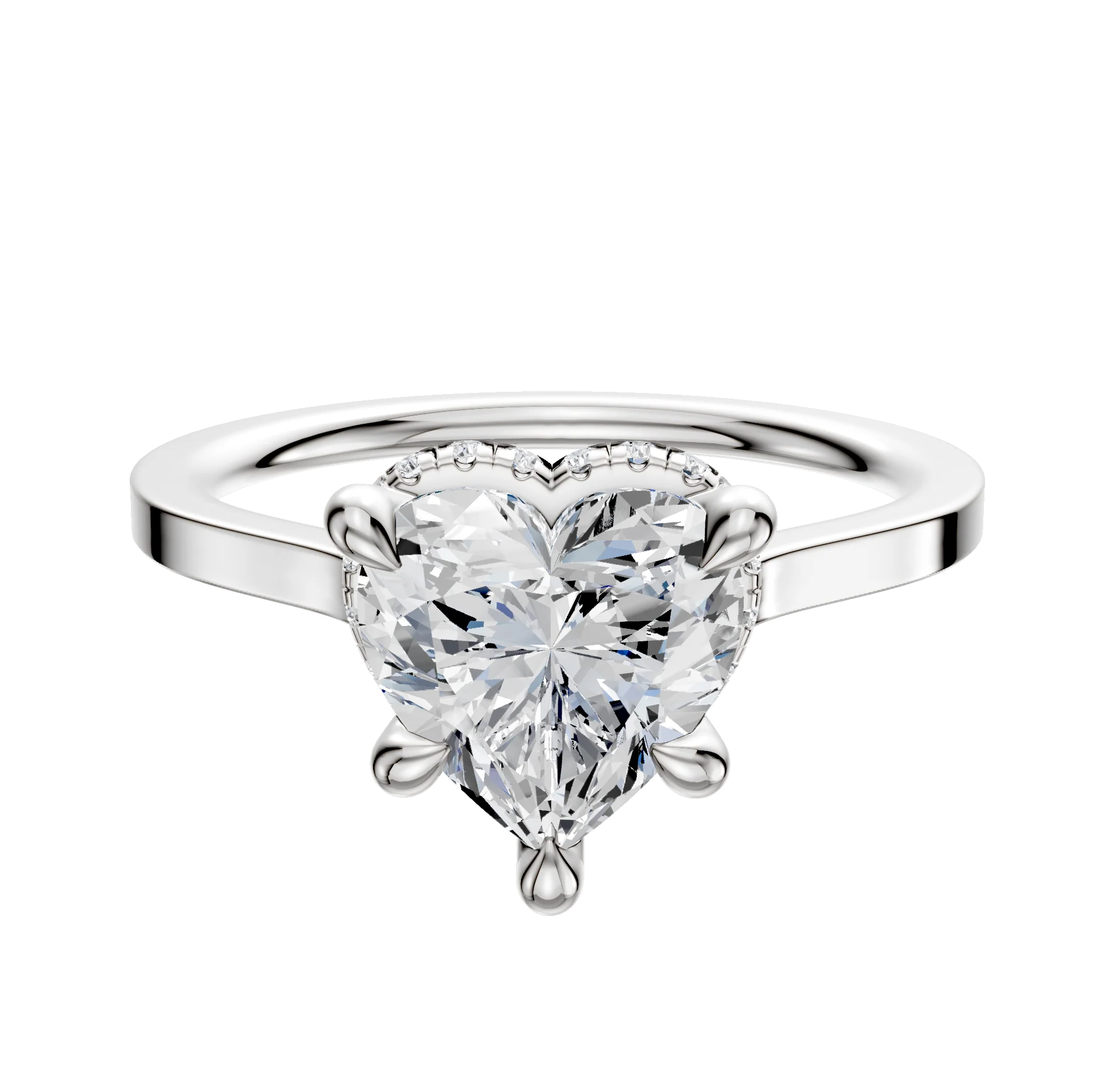 Platinum 4 Prong Collar Cathedral Flat 1.5mm Engagement Ring