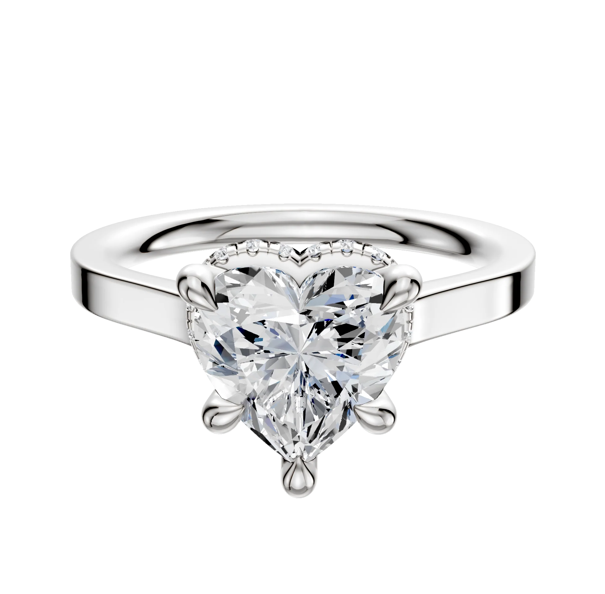 Platinum 4 Prong Collar Cathedral Flat 2.0mm Engagement Ring