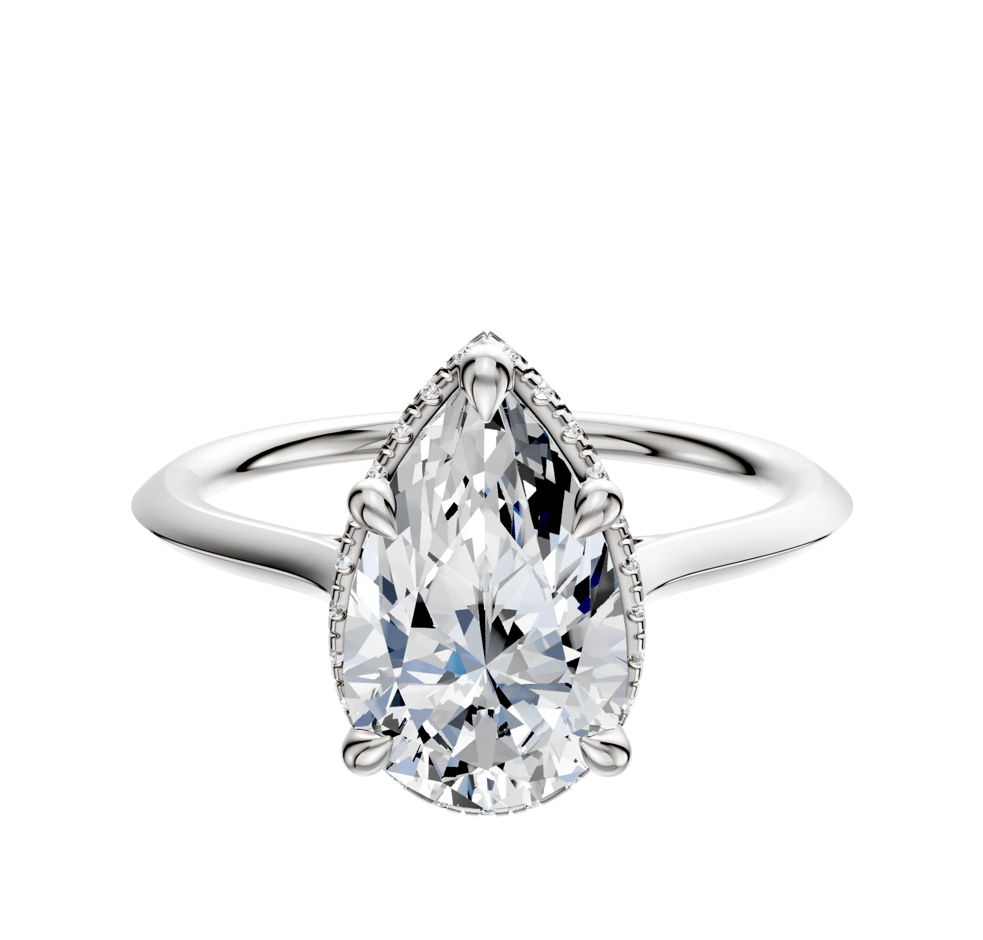 Platinum 4 Prong Collar Cathedral Knife Edge 1.5mm Engagement Ring