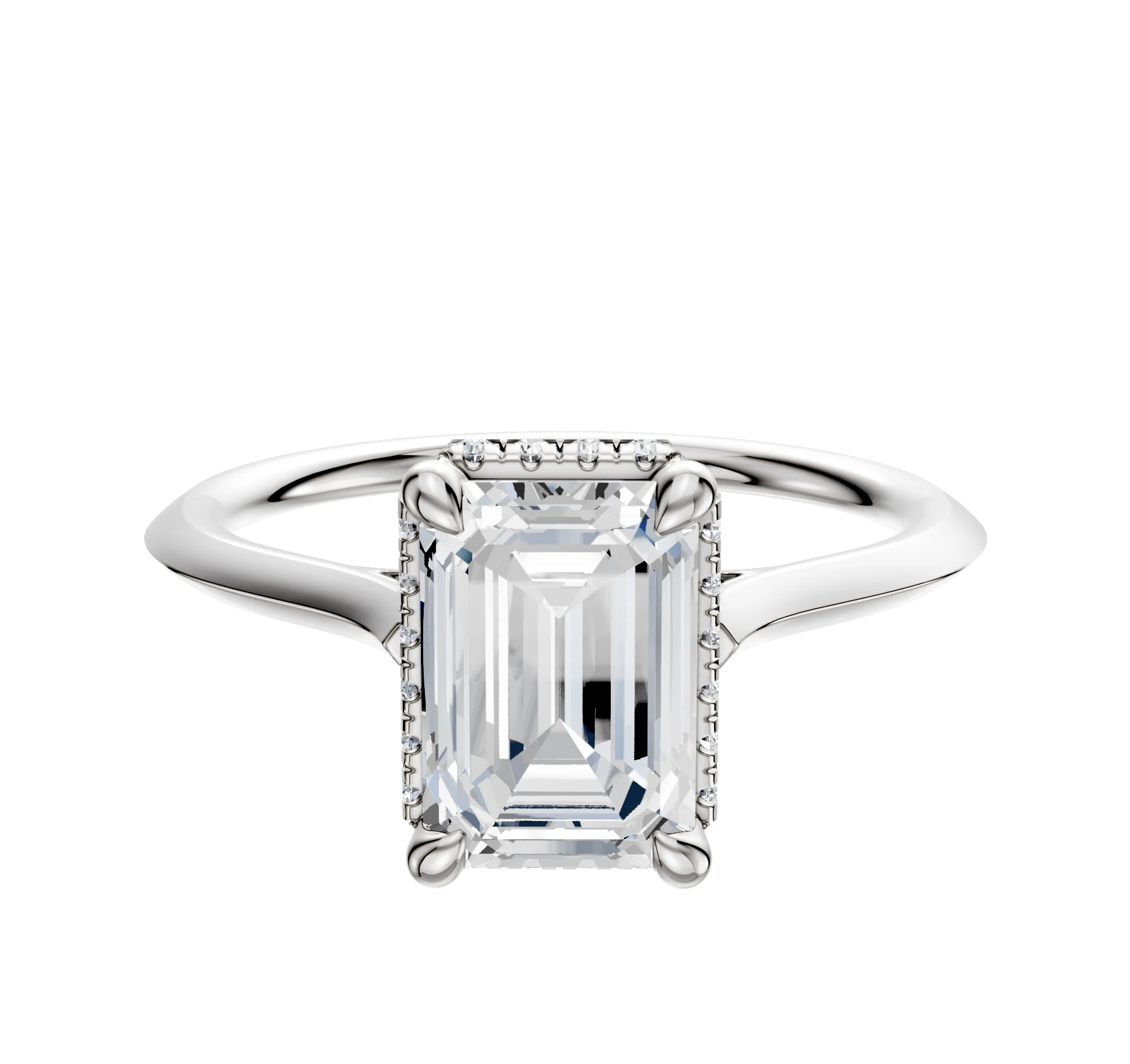 Platinum 4 Prong Collar Cathedral Knife Edge 1.5mm Engagement Ring