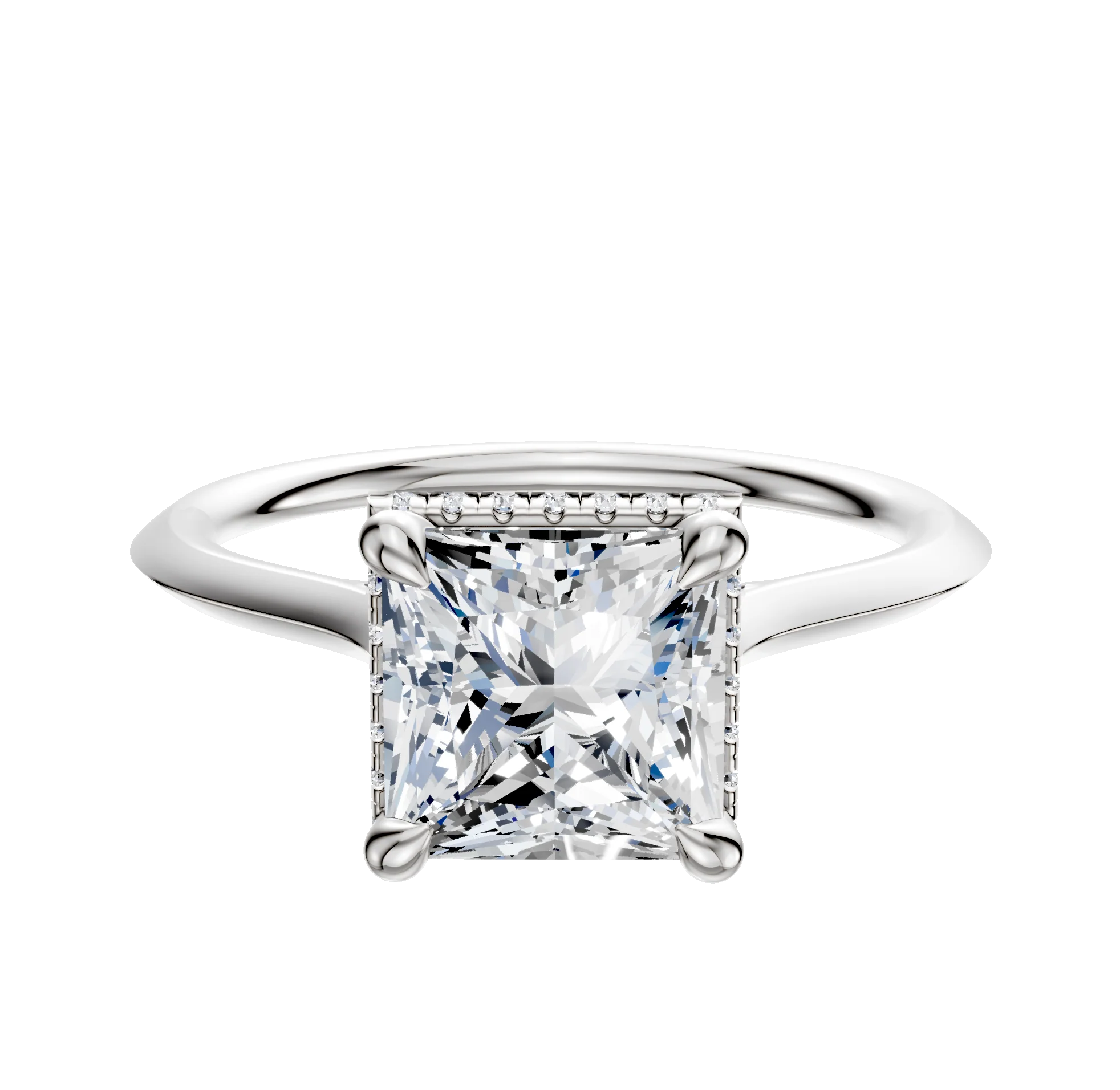 Platinum 4 Prong Collar Cathedral Knife Edge 1.5mm Engagement Ring