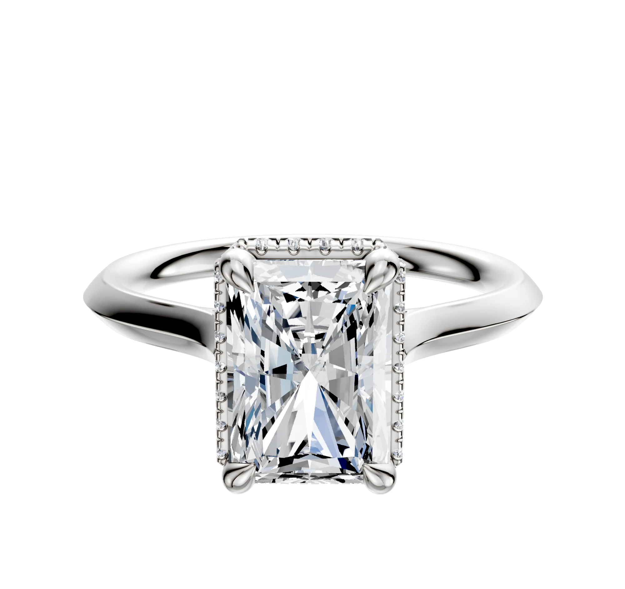 Platinum 4 Prong Collar Cathedral Knife Edge 2.0mm Engagement Ring