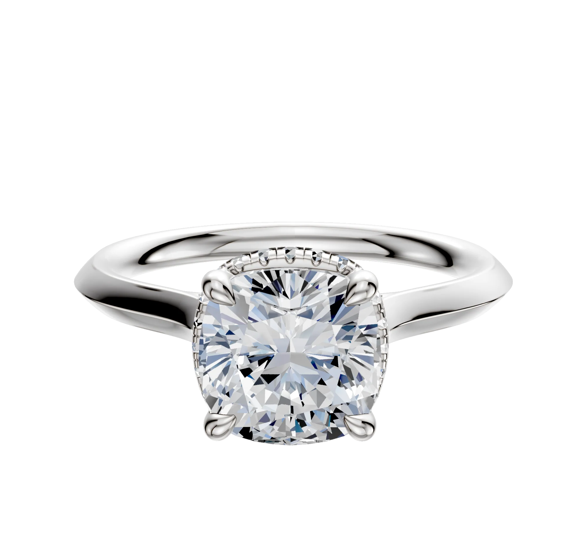 Platinum 4 Prong Collar Cathedral Knife Edge 2.0mm Engagement Ring