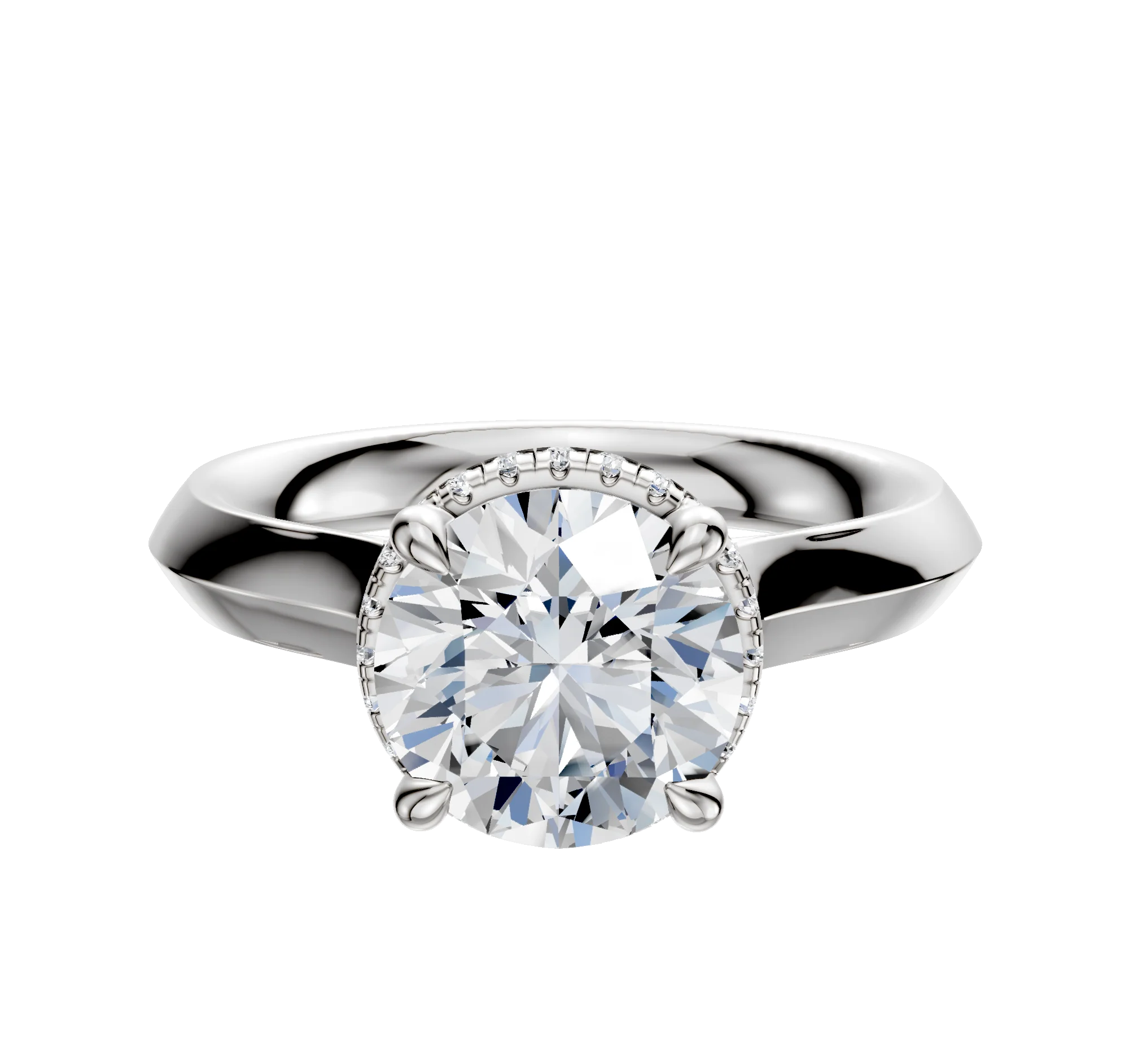 Platinum 4 Prong Collar Cathedral Knife Edge 3.0mm Engagement Ring